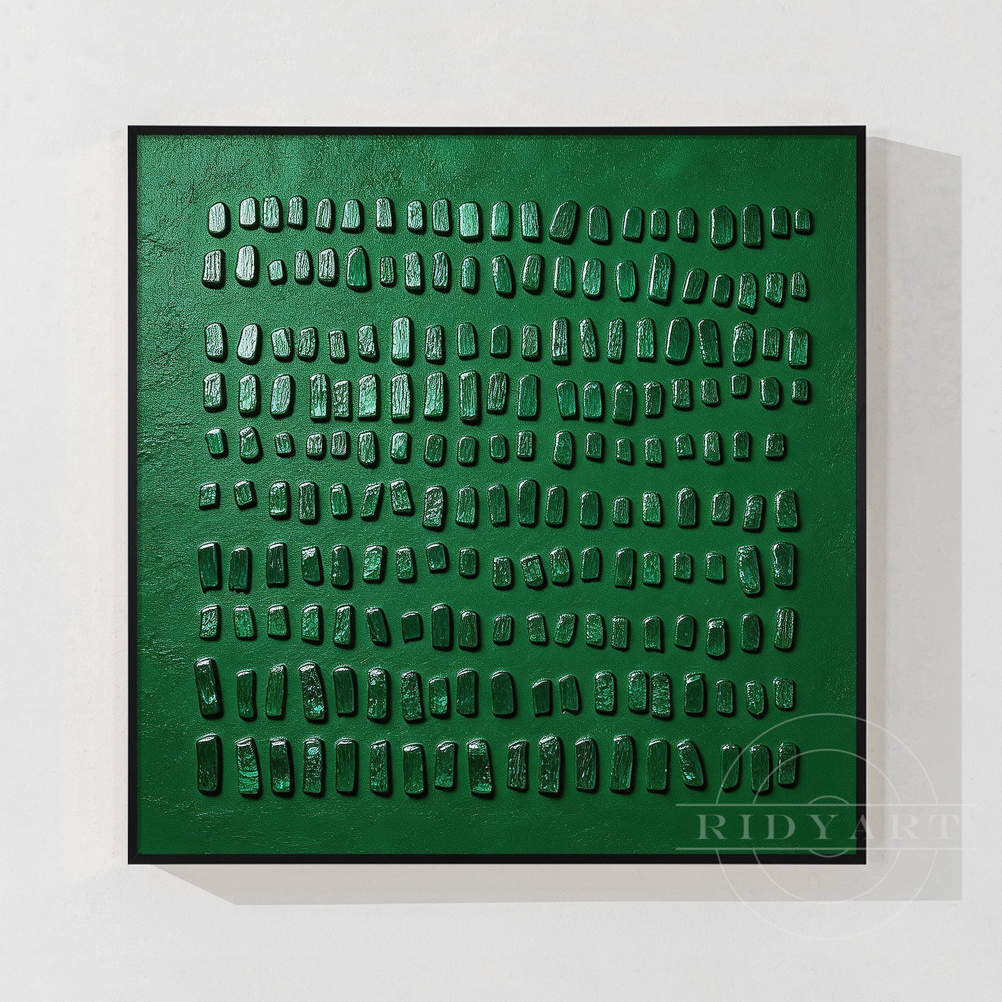 Hand painted green abstract textured wall art