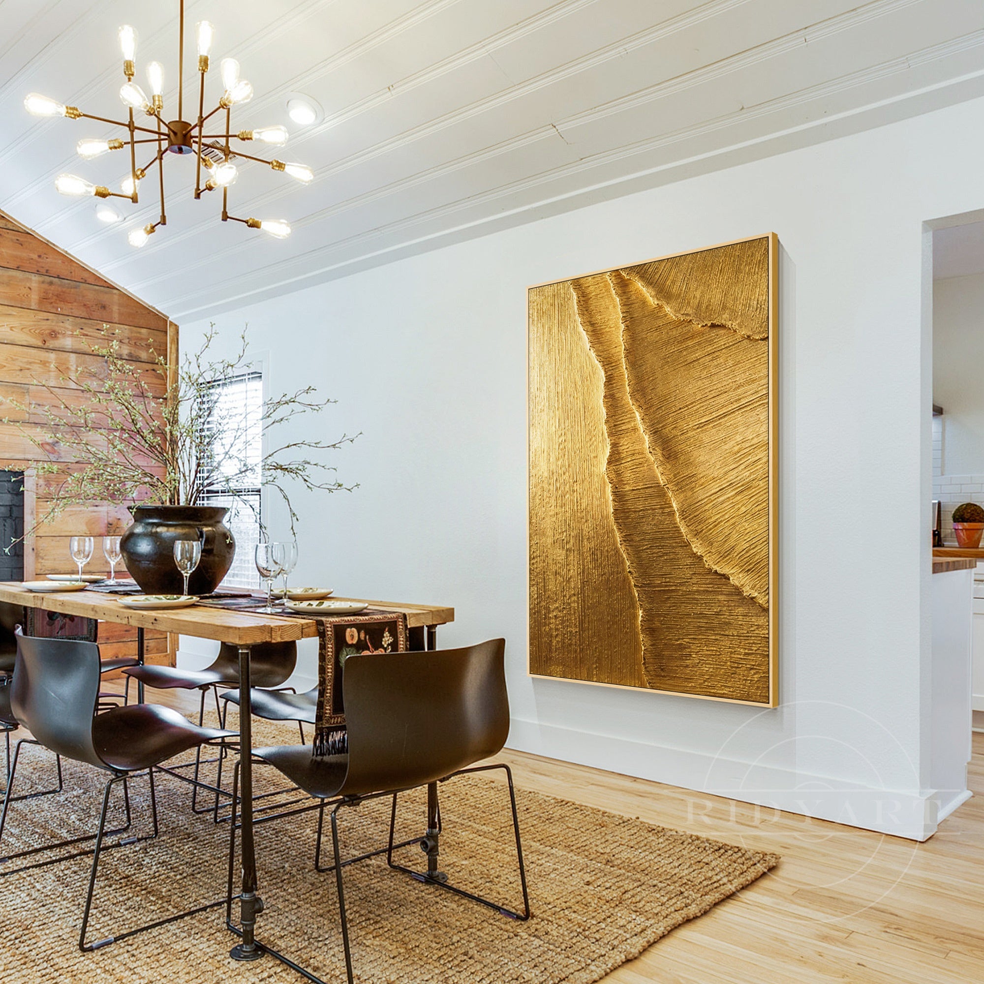 Hand painted 3D heavy texture gold canvas art