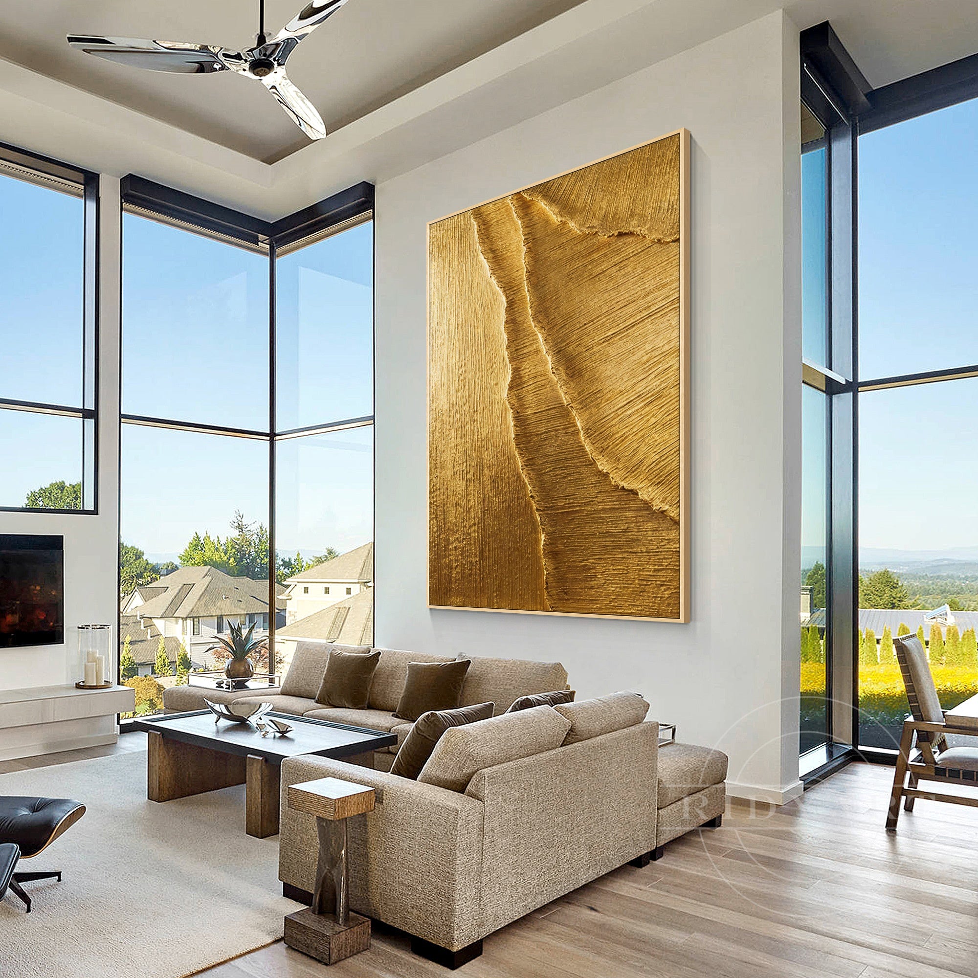 RIDYART handcrafted golden horizon wall decor
