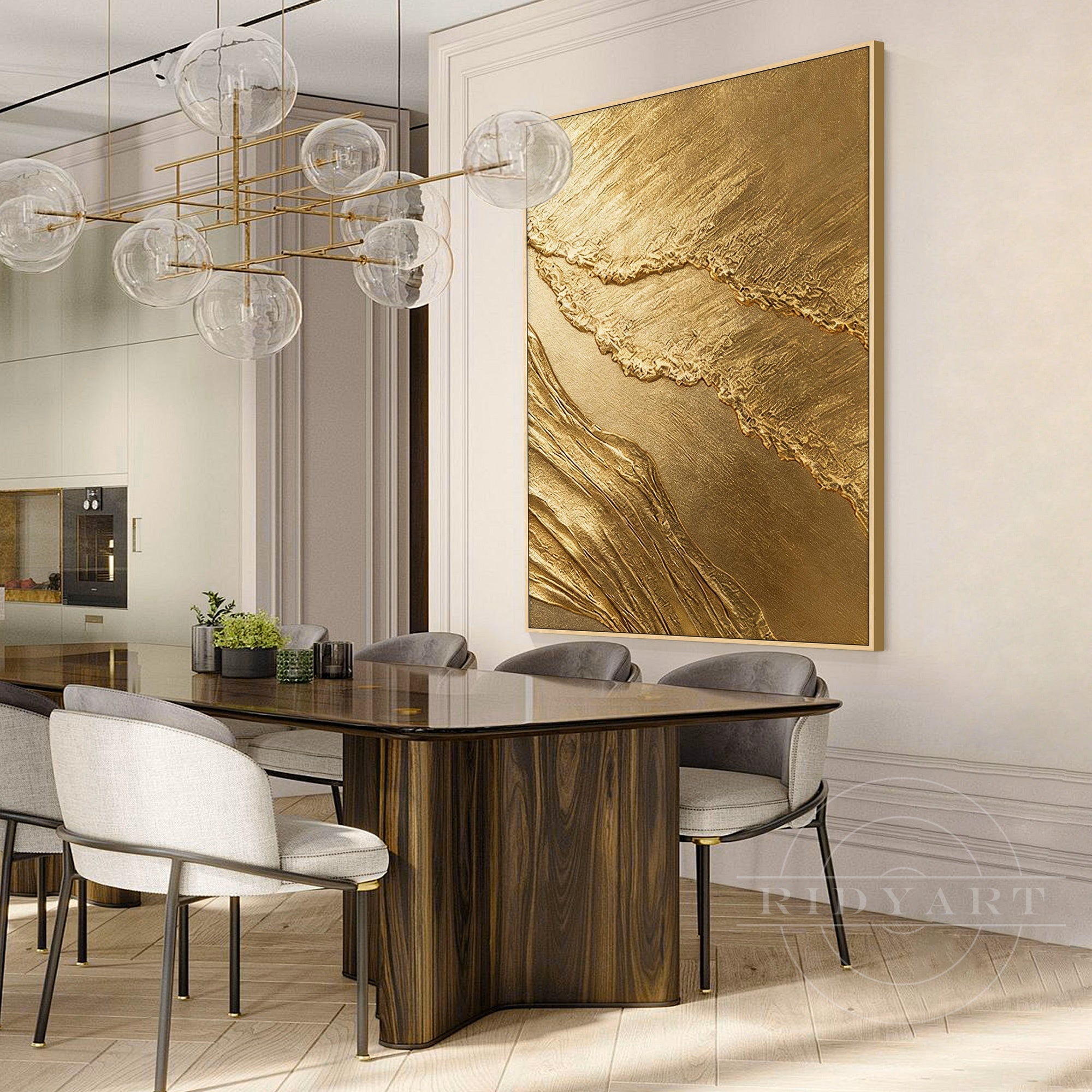 RIDYART handcrafted golden tide wall decor