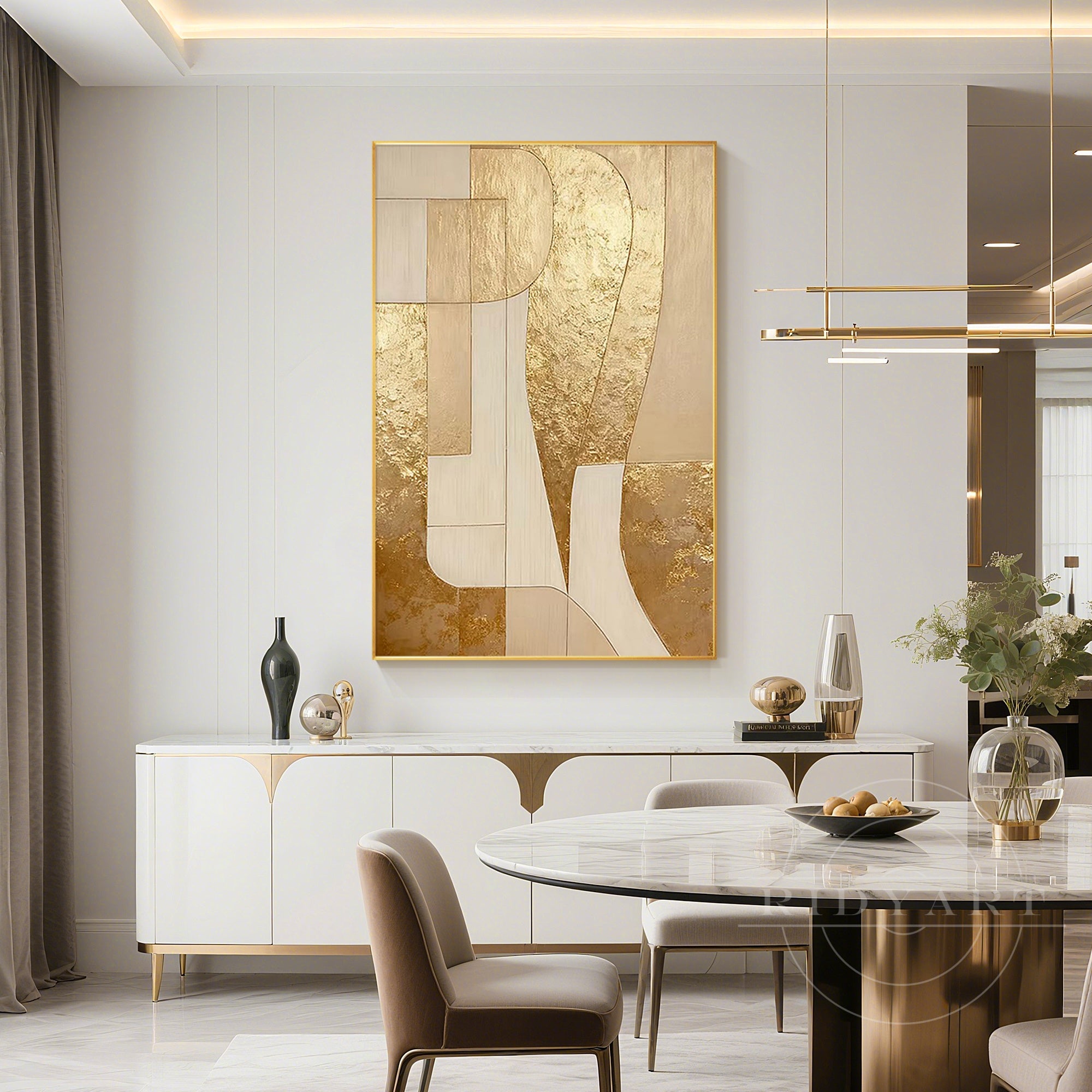 Abstract metallic gold canvas art