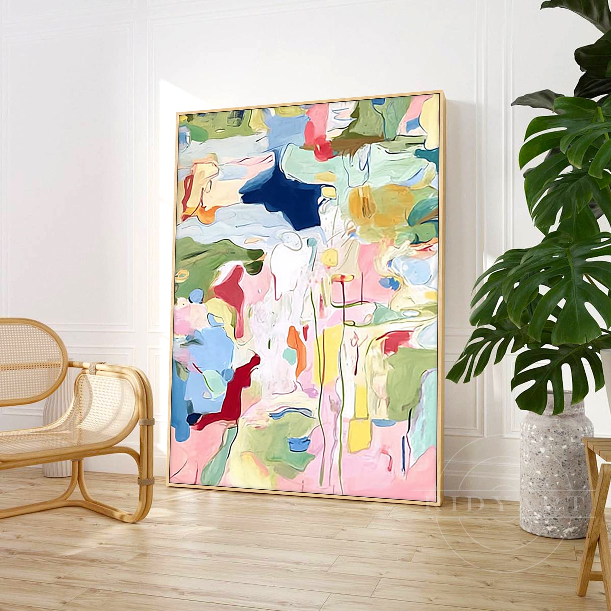 Handmade colorful artwork for living room decor