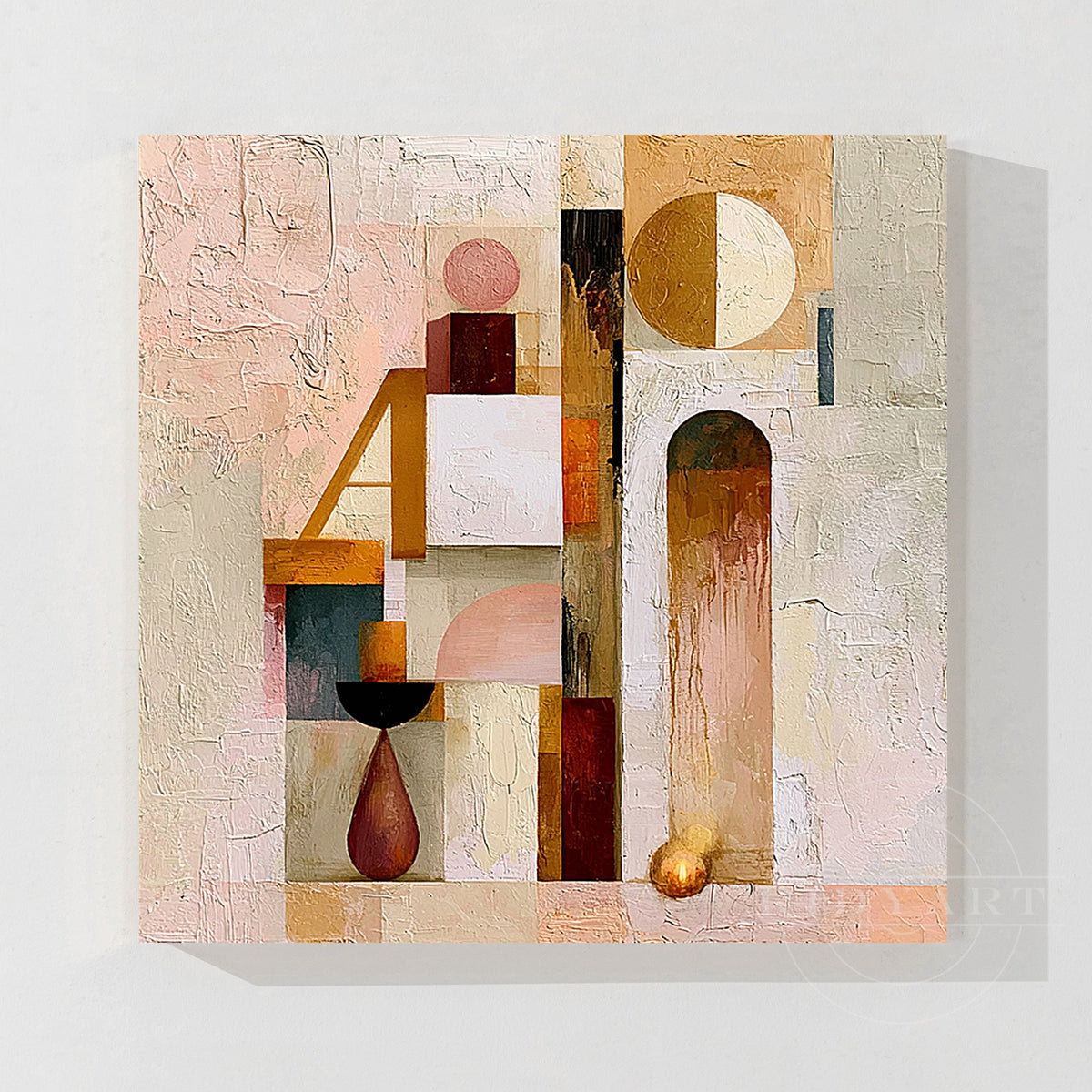 Minimalist neutral tone hand painted wall art.