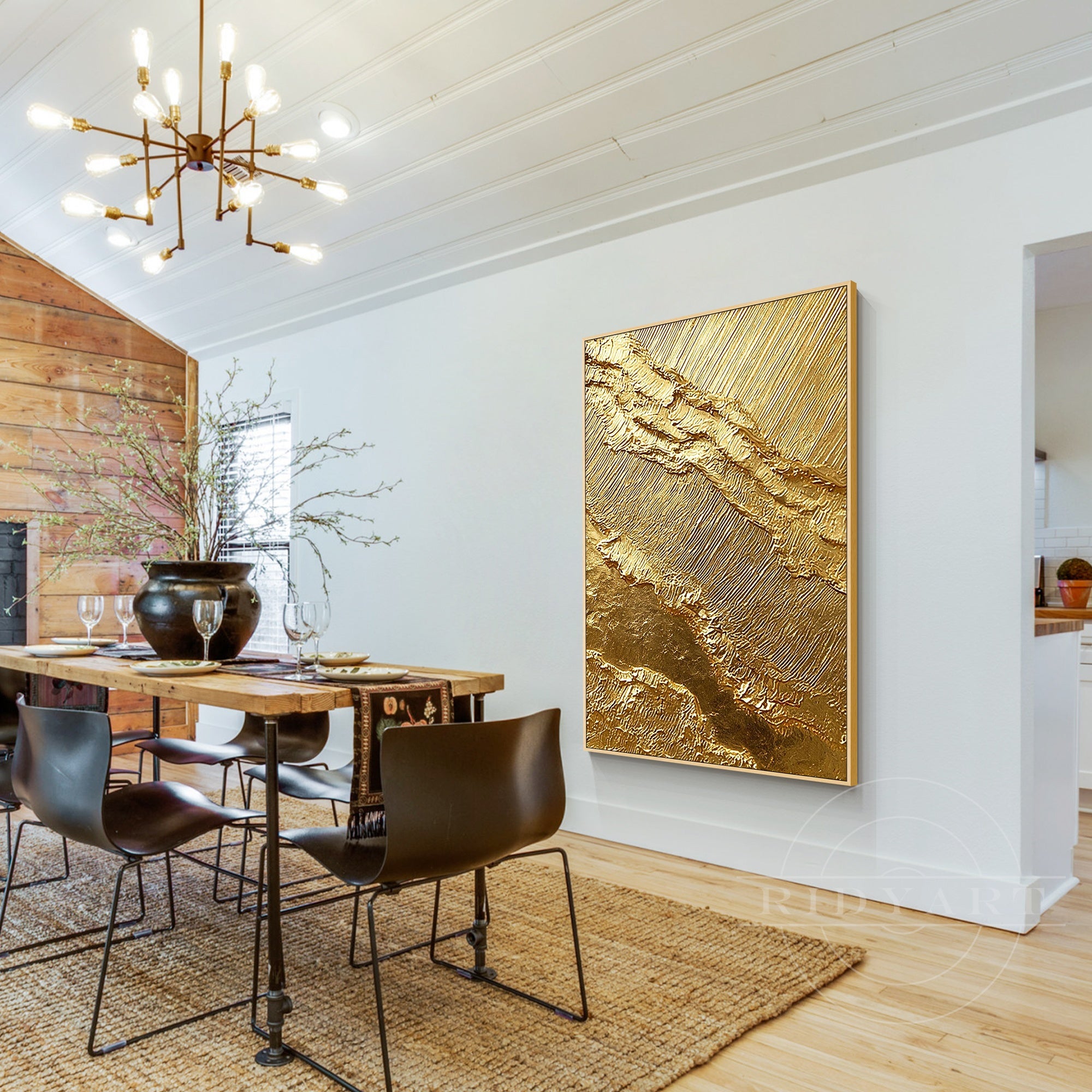 Modern textured gold statement artwork