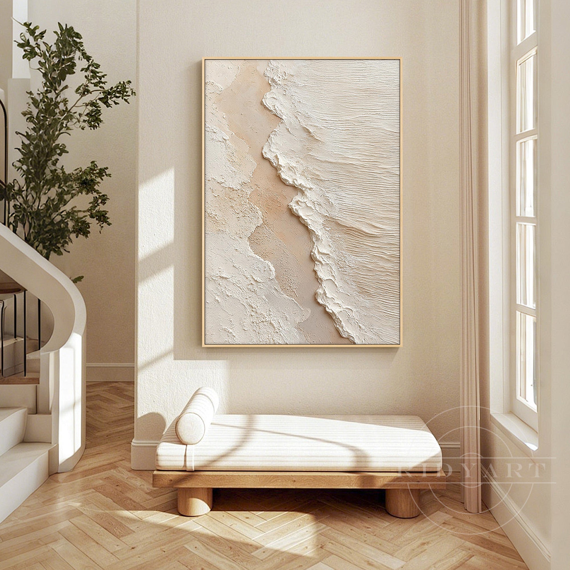 Cream textured modern wall art