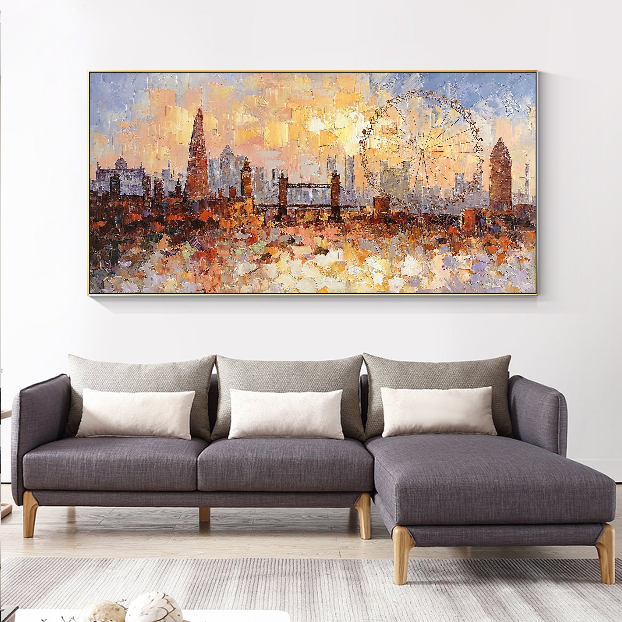 Textured London skyline with warm orange tones