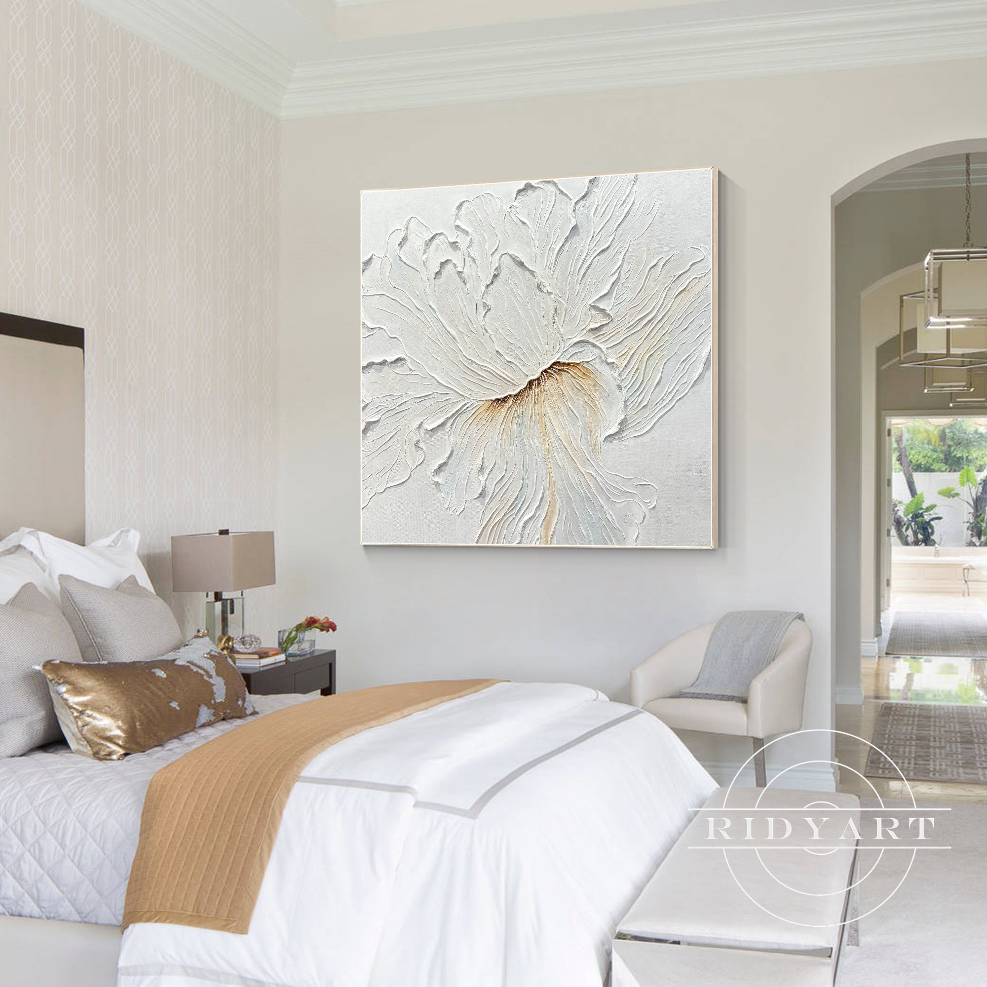 White Flower Thick Textured 3D Minimalist Painting