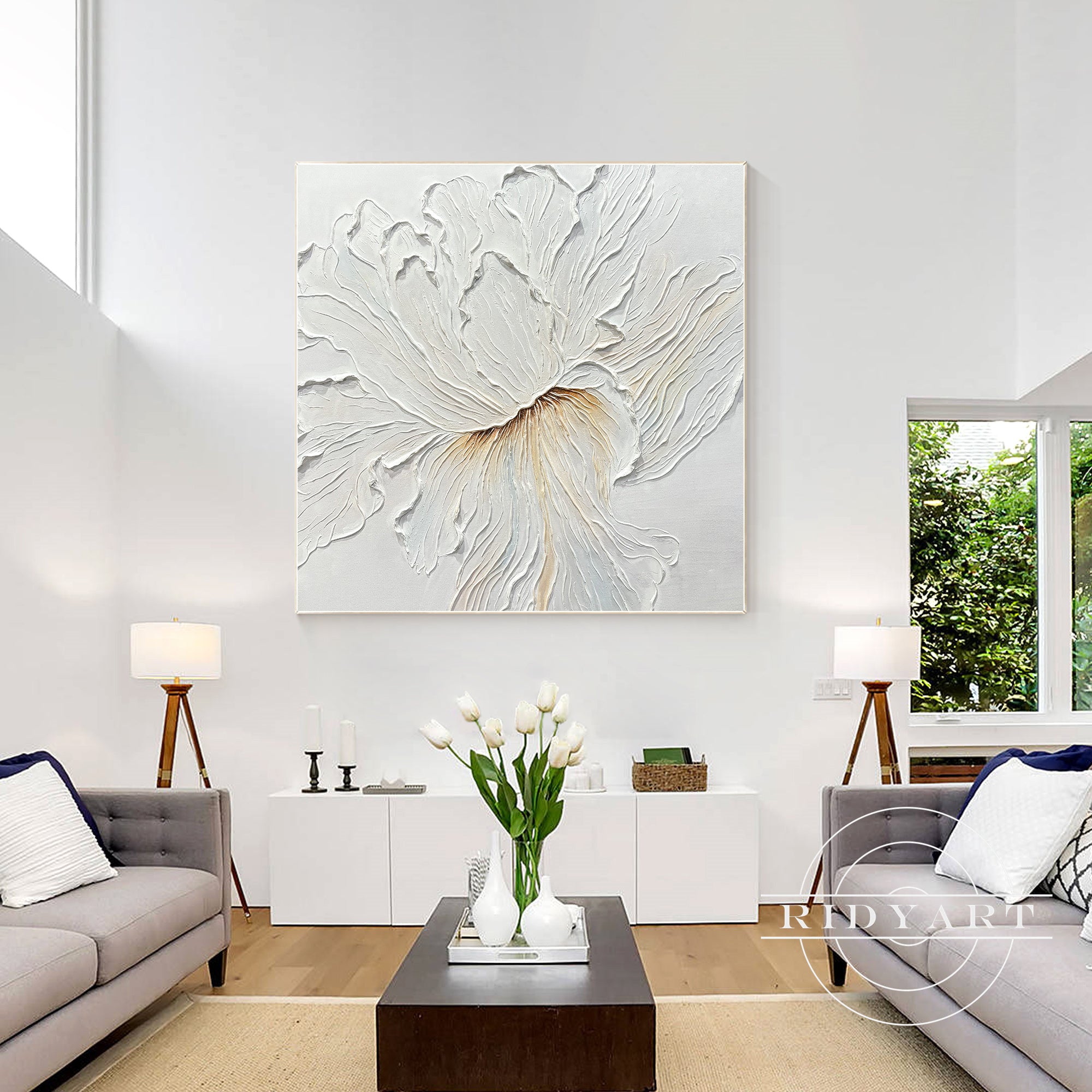 White Flower Thick Textured 3D Minimalist Painting