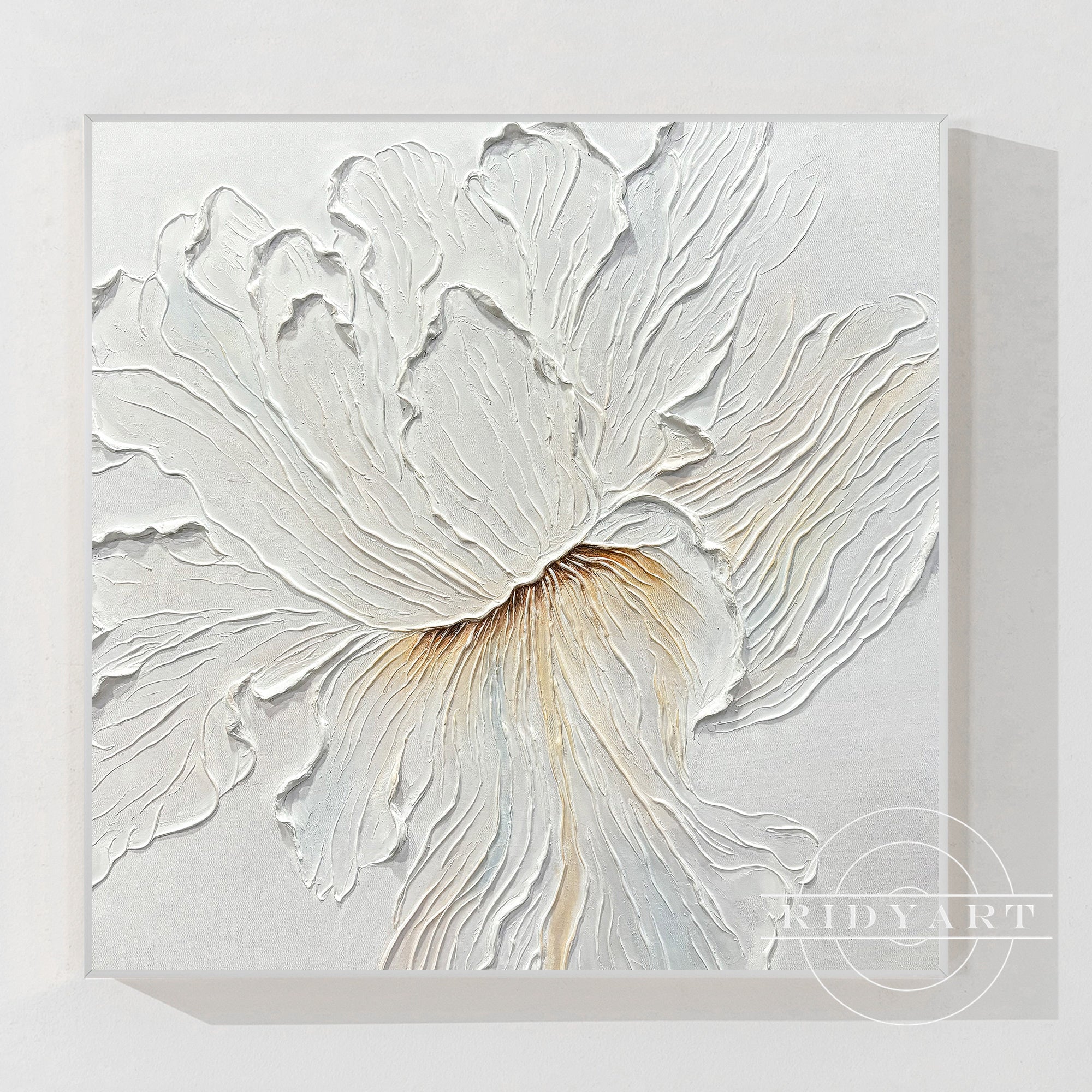 White Flower Thick Textured 3D Minimalist Painting