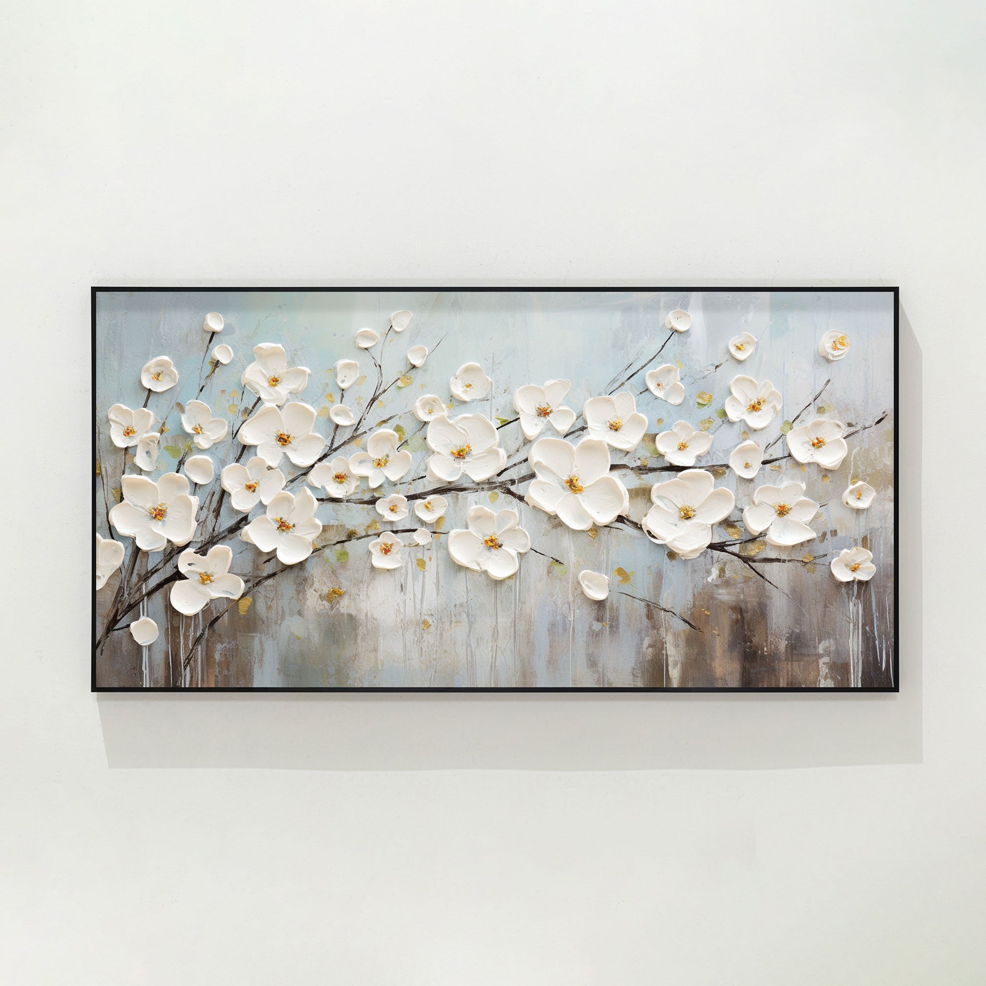 White Flowers Texture Wall Art