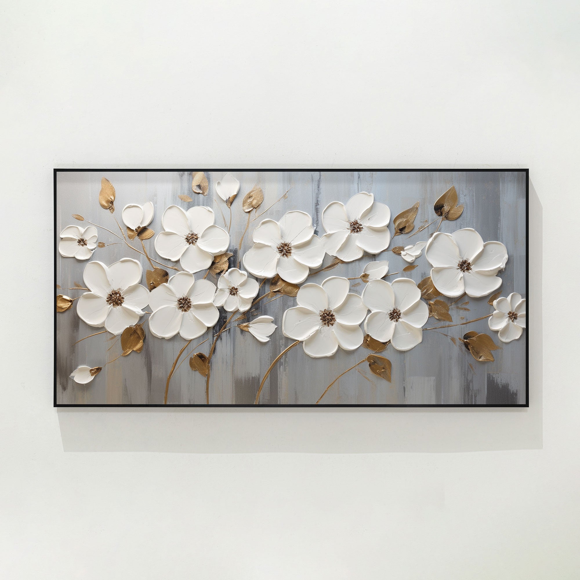 White Flowers Texture Wall Art