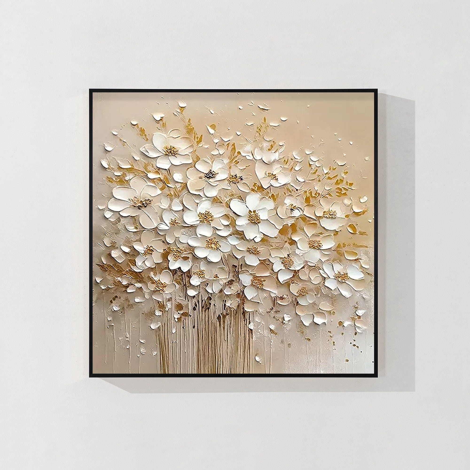 White Gold Flowers Blooming Texture Art