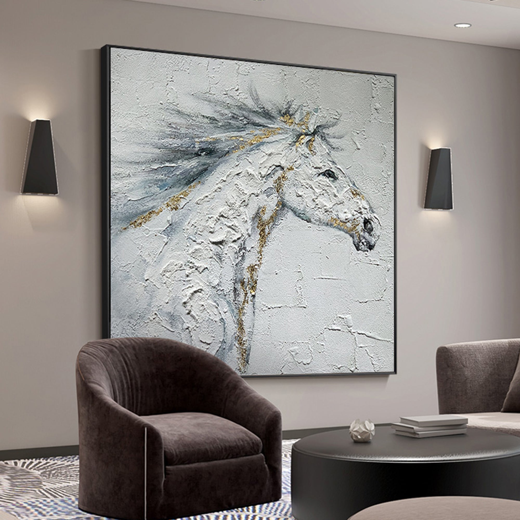 White Horse Painting Original Art