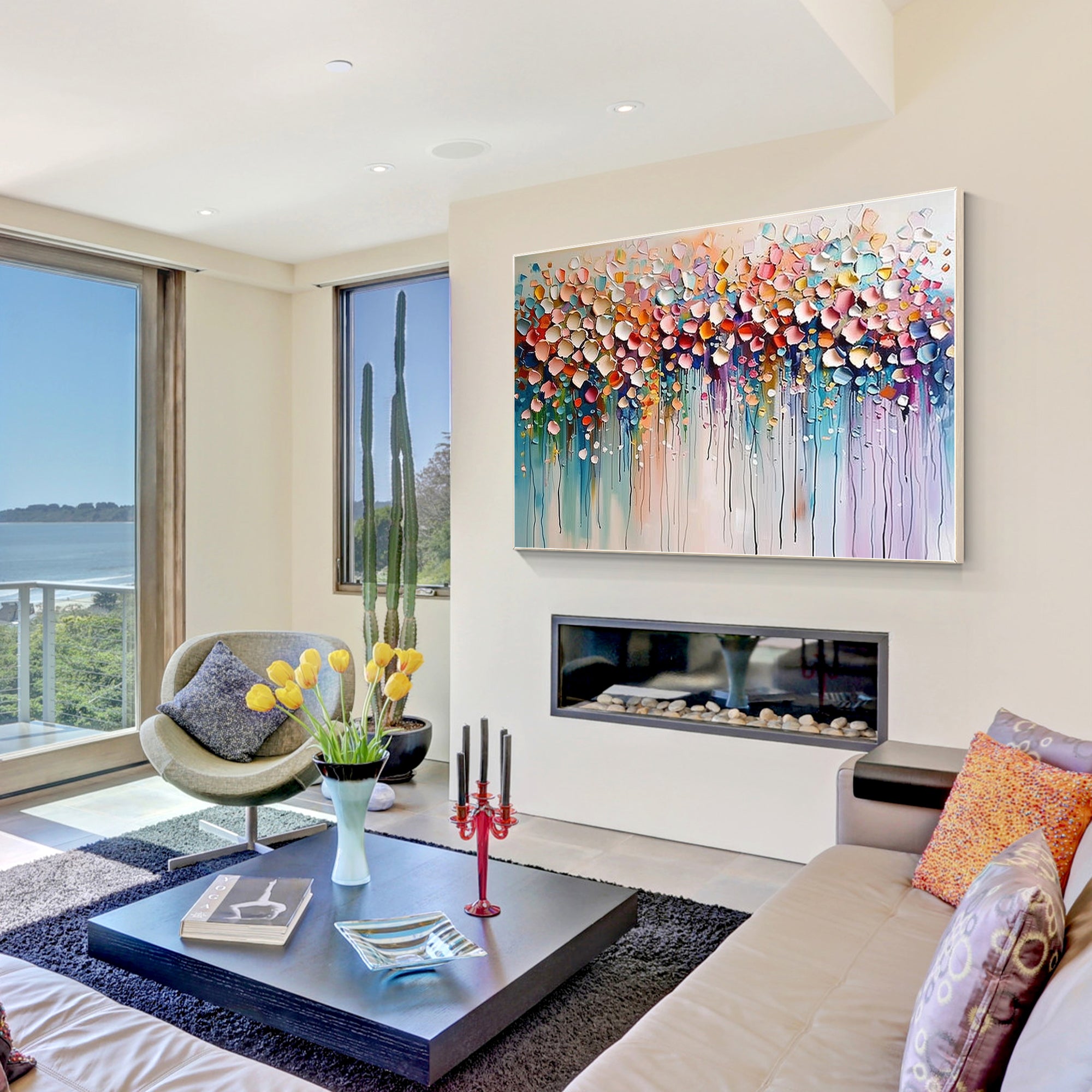 Wildflower 3D textured colorful abstract flowers painting.

