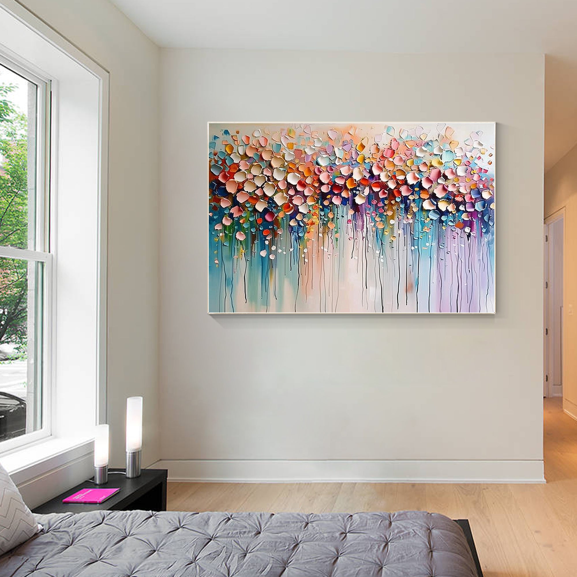 Wildflower 3D textured colorful abstract flowers painting.
