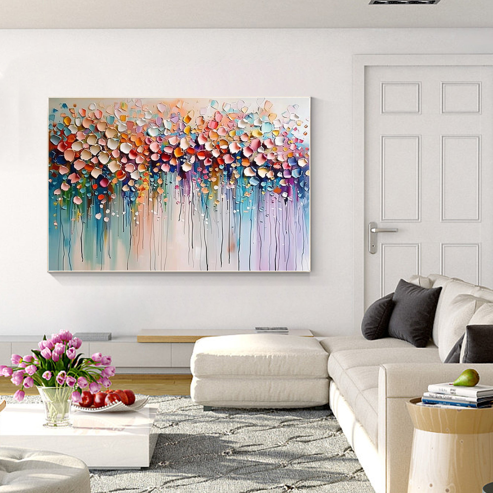 Wildflower 3D textured colorful abstract flowers painting.

