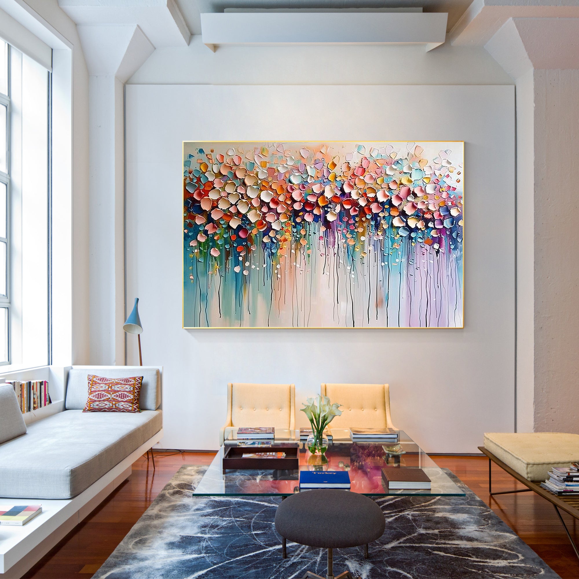 Wildflower 3D textured colorful abstract flowers painting.
