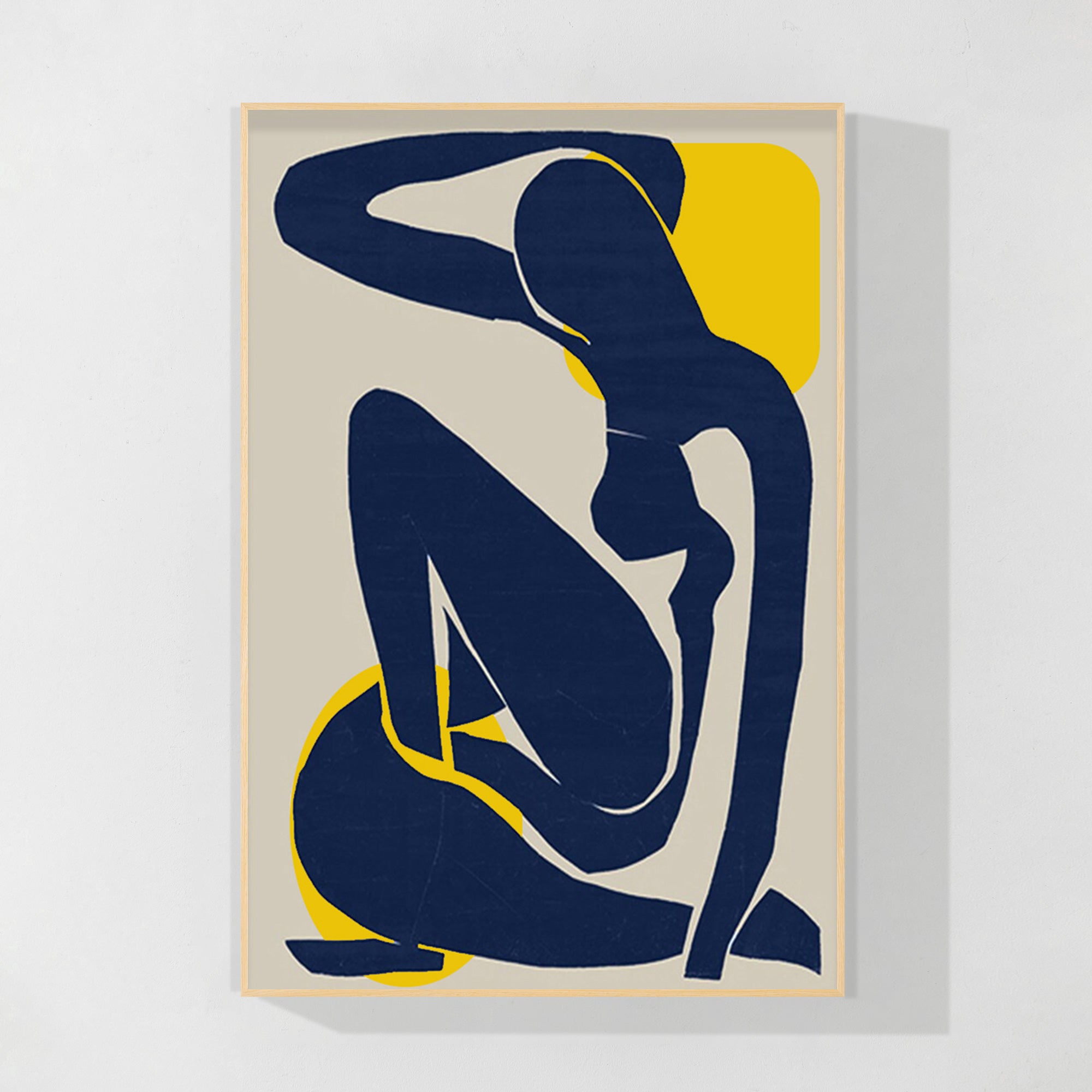 Navy Blue Abstract Woman Figure Textured Vertical Wall Art