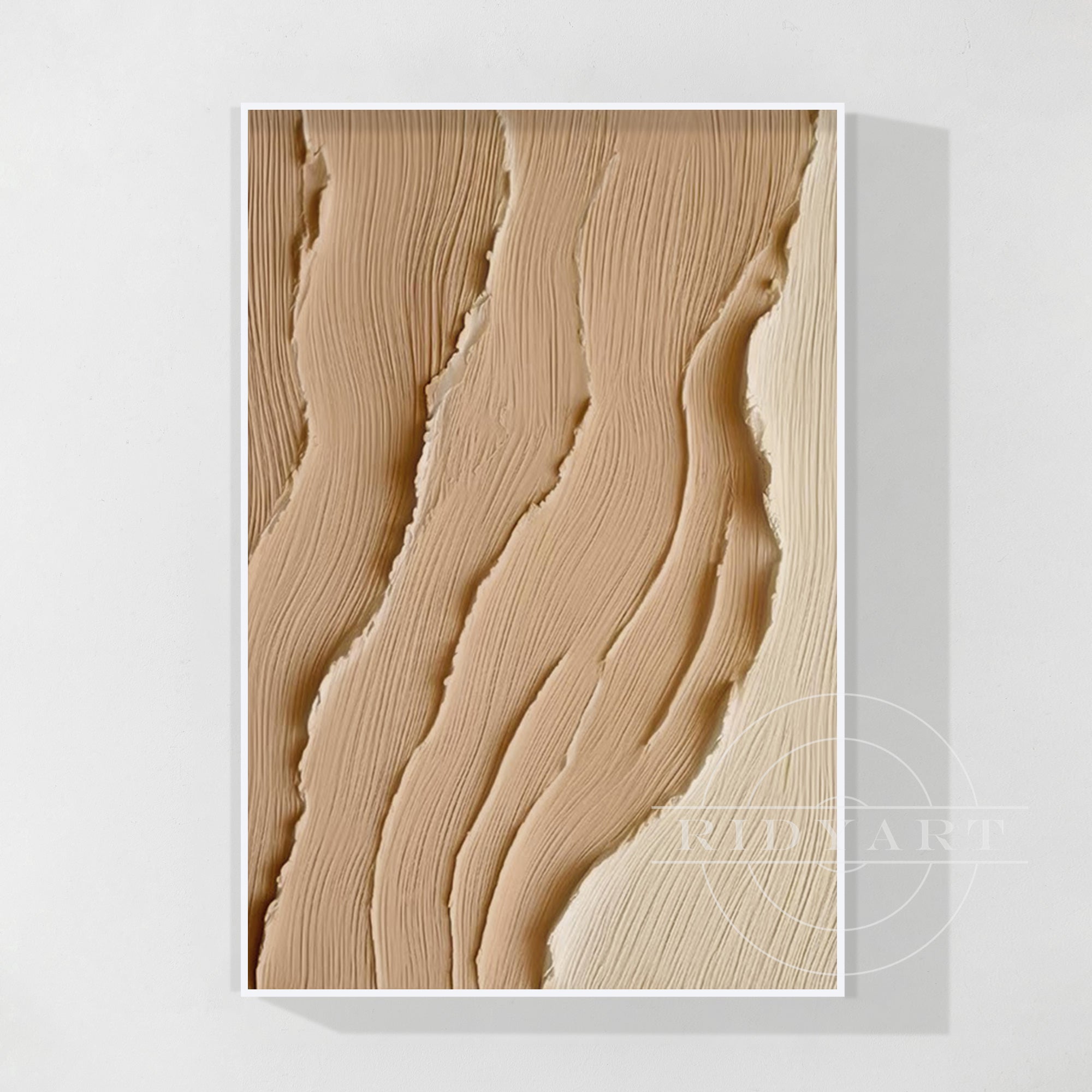 Earth Tone Ocean Painting - Extra Large 3D Wabi Sabi Wall Art