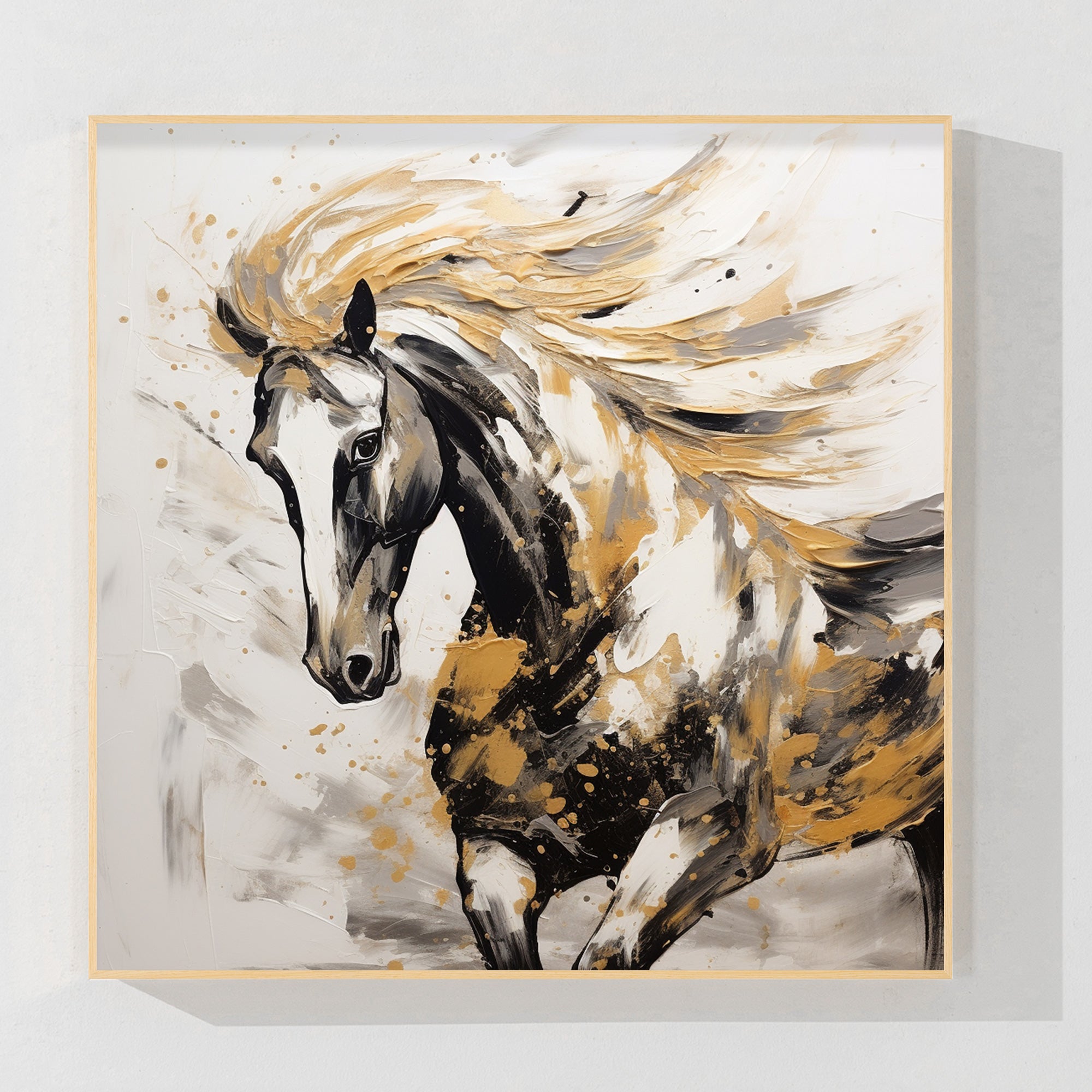 Black Gold Running Horse Painting