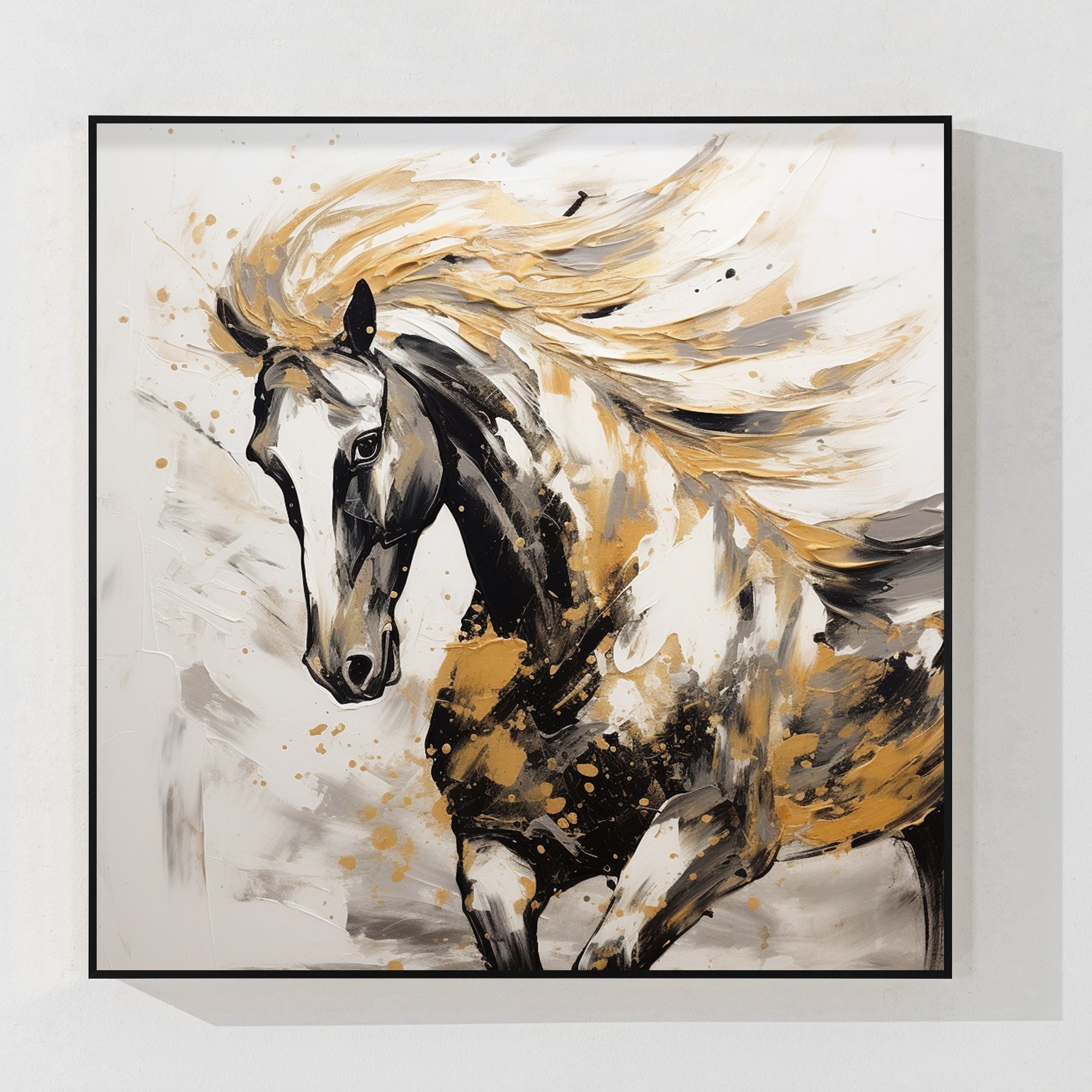 Black Gold Running Horse Painting