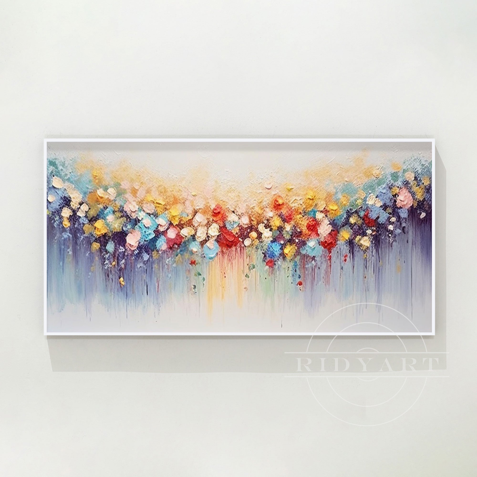 Colorful Abstract Flower Painting - 3D Textured Large Wall Art