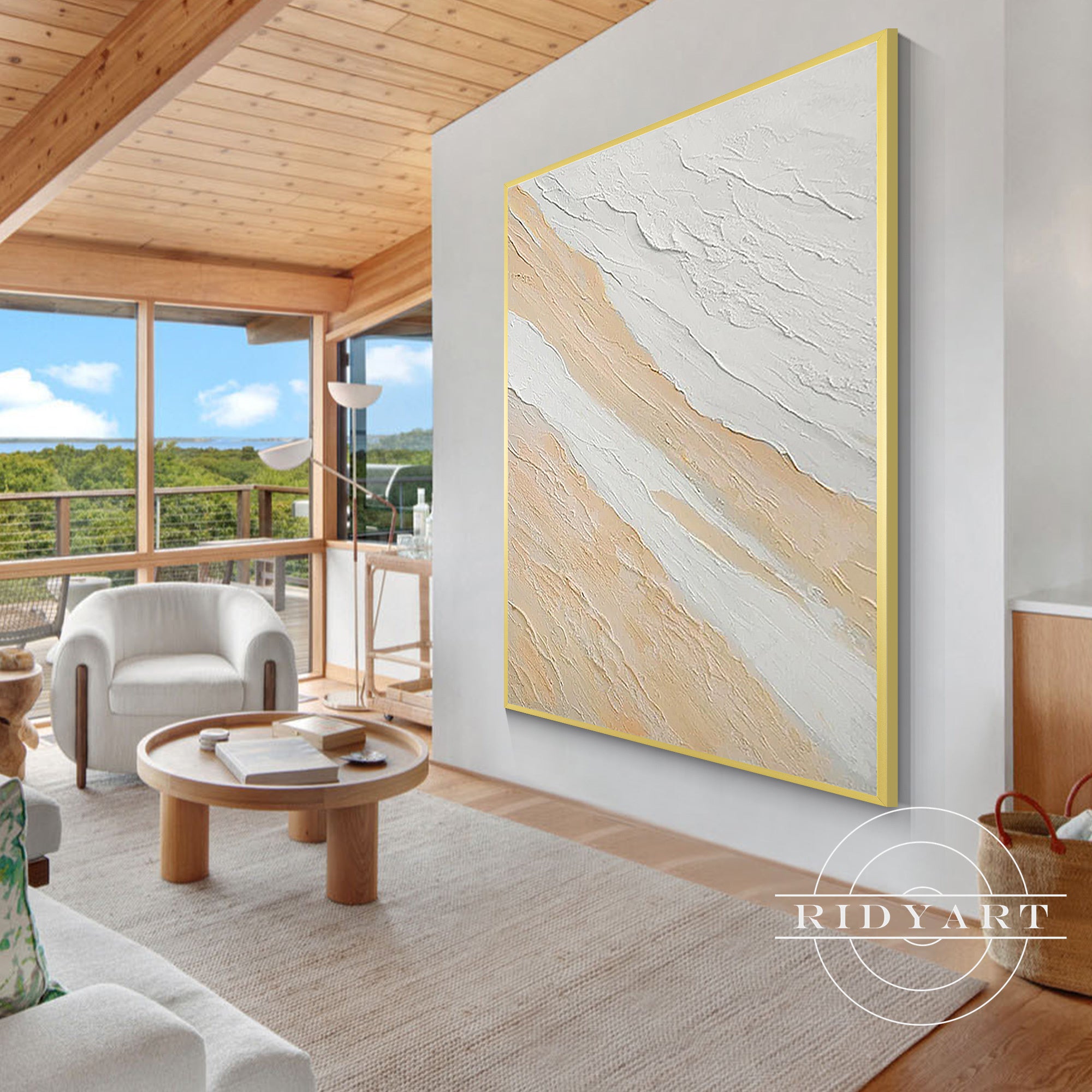 Contemporary abstract ocean painting on canvas