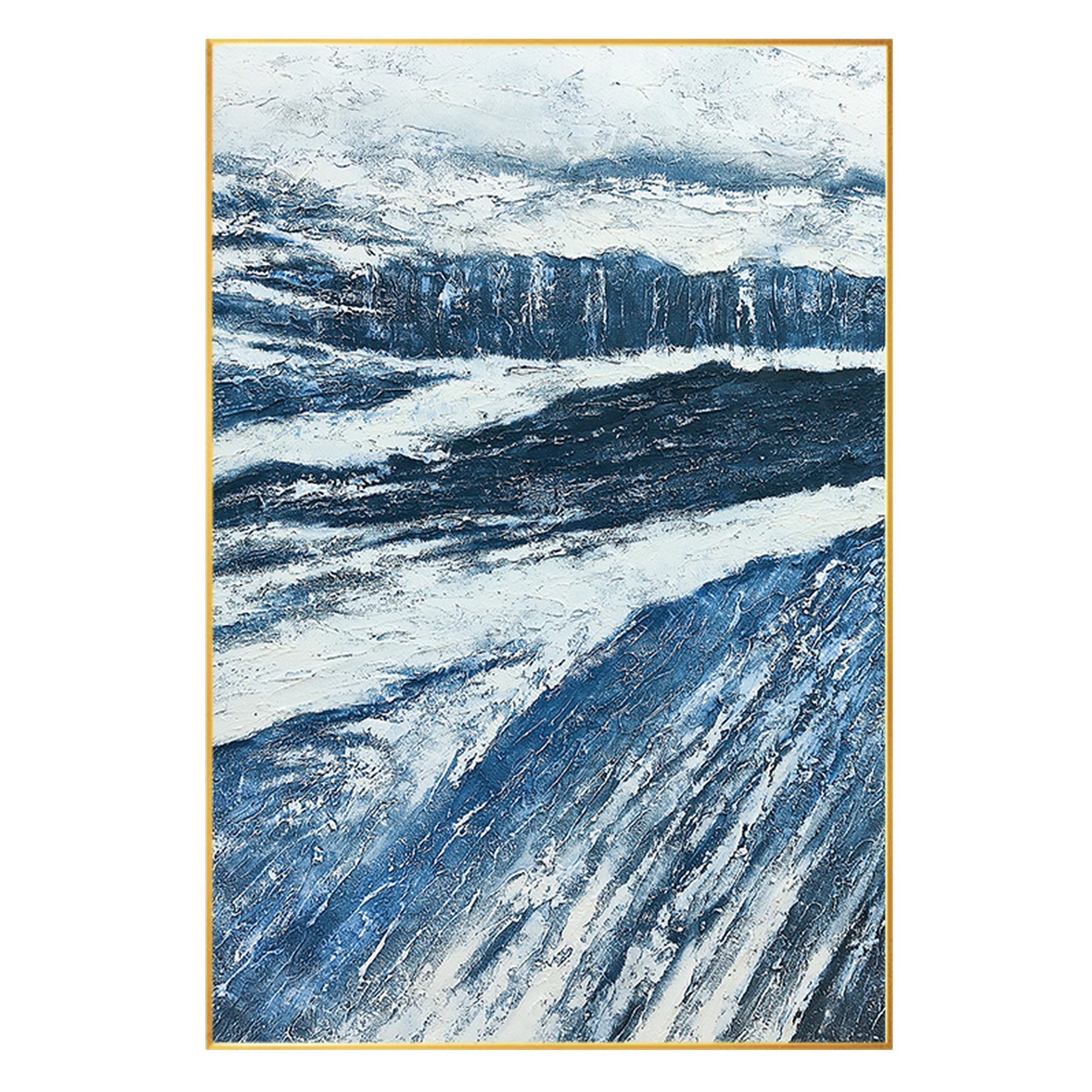 Abstract blue 3D textured wall art on canvas