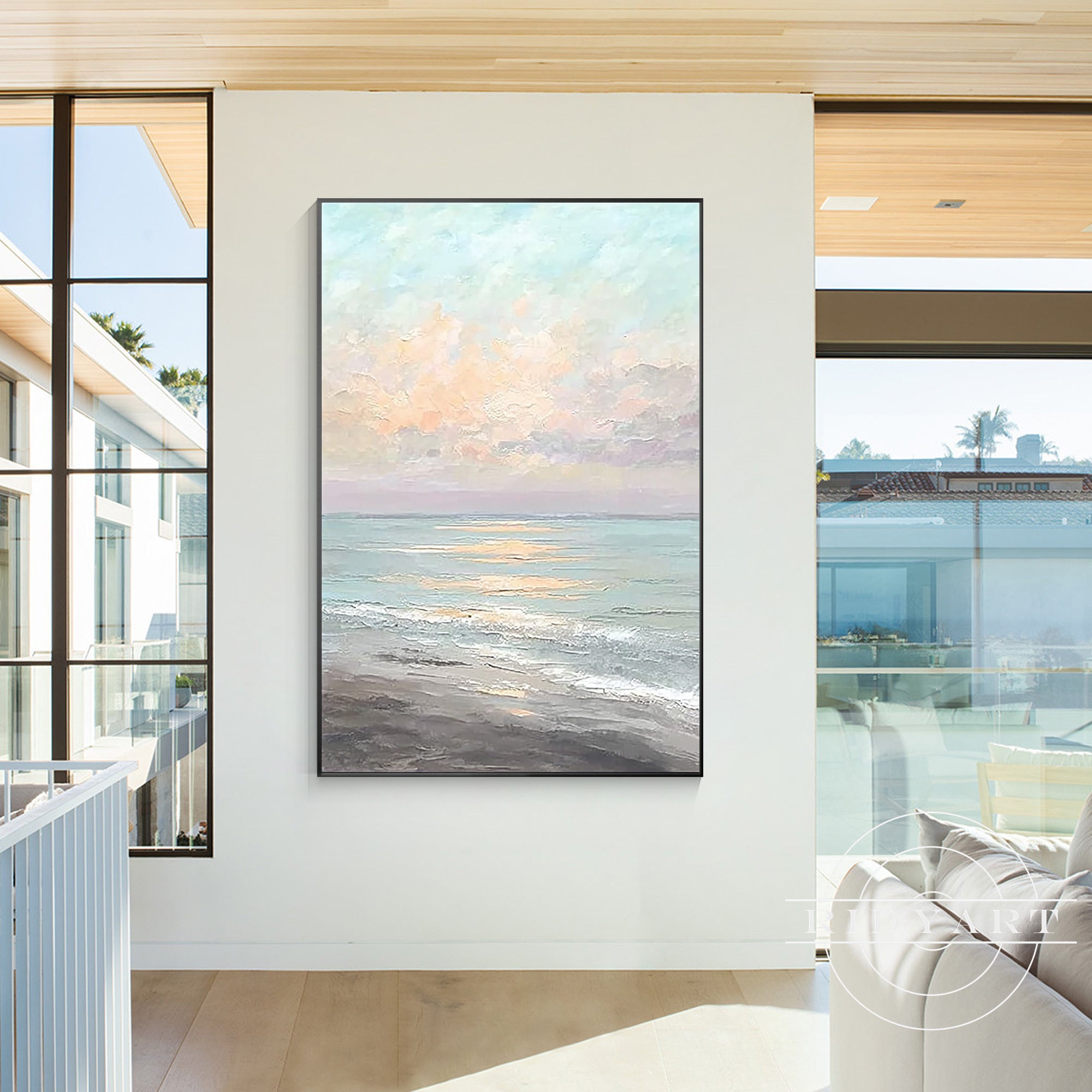 Sunrise beach landscape painting coastal décor