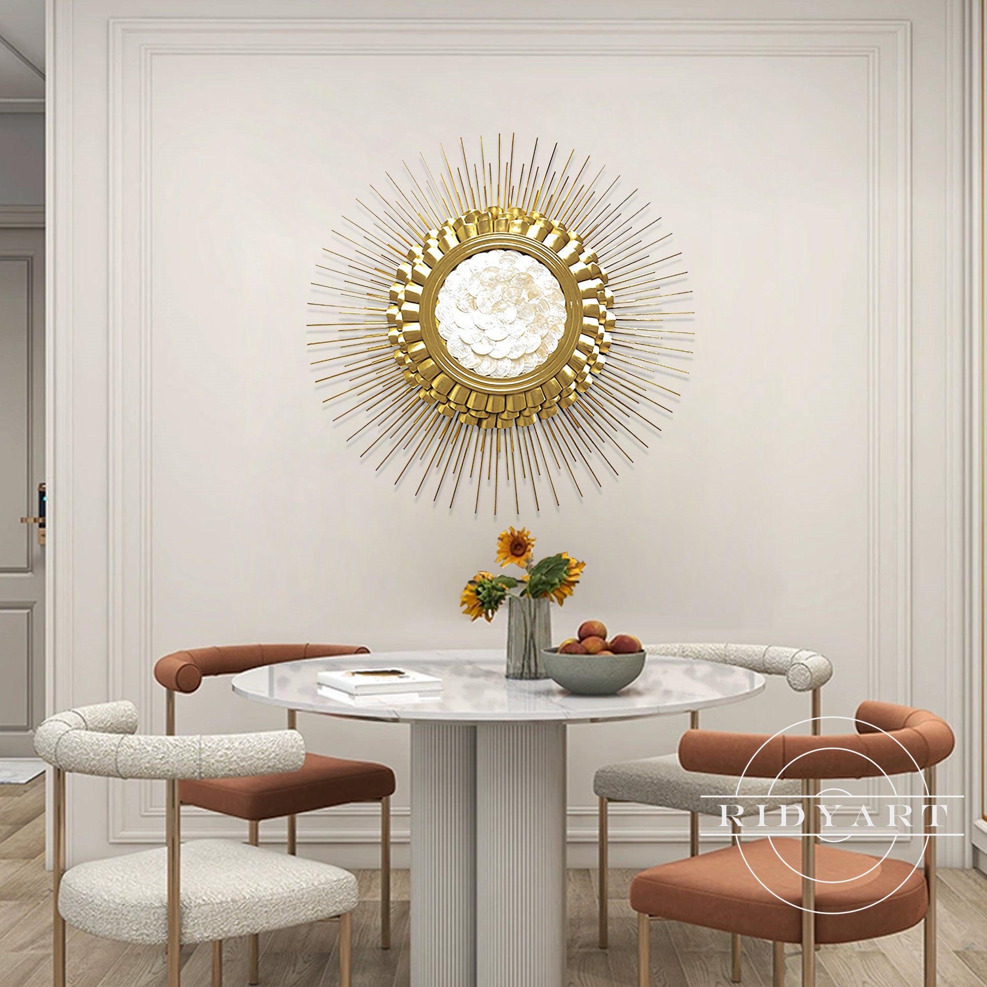 Abstract gold sunlight wall sculpture