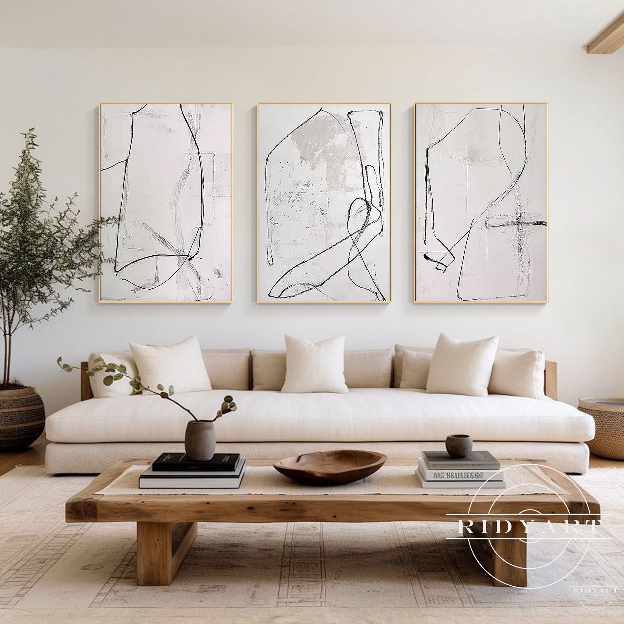 abstract line wall art set bedroom decor