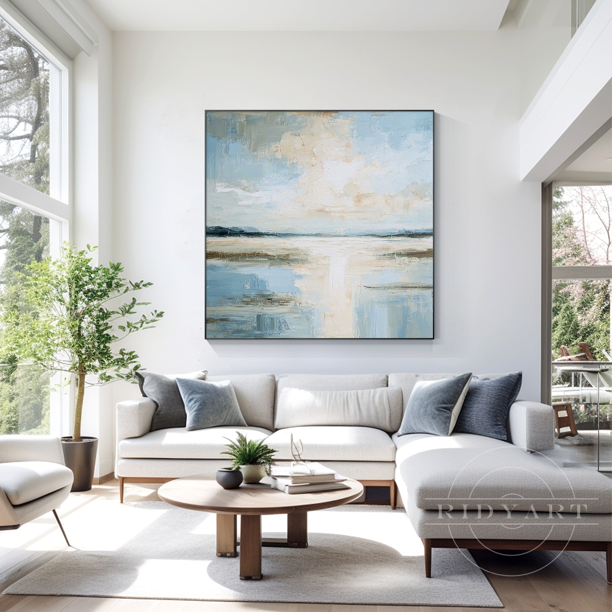 glacier blue brown abstract ocean painting