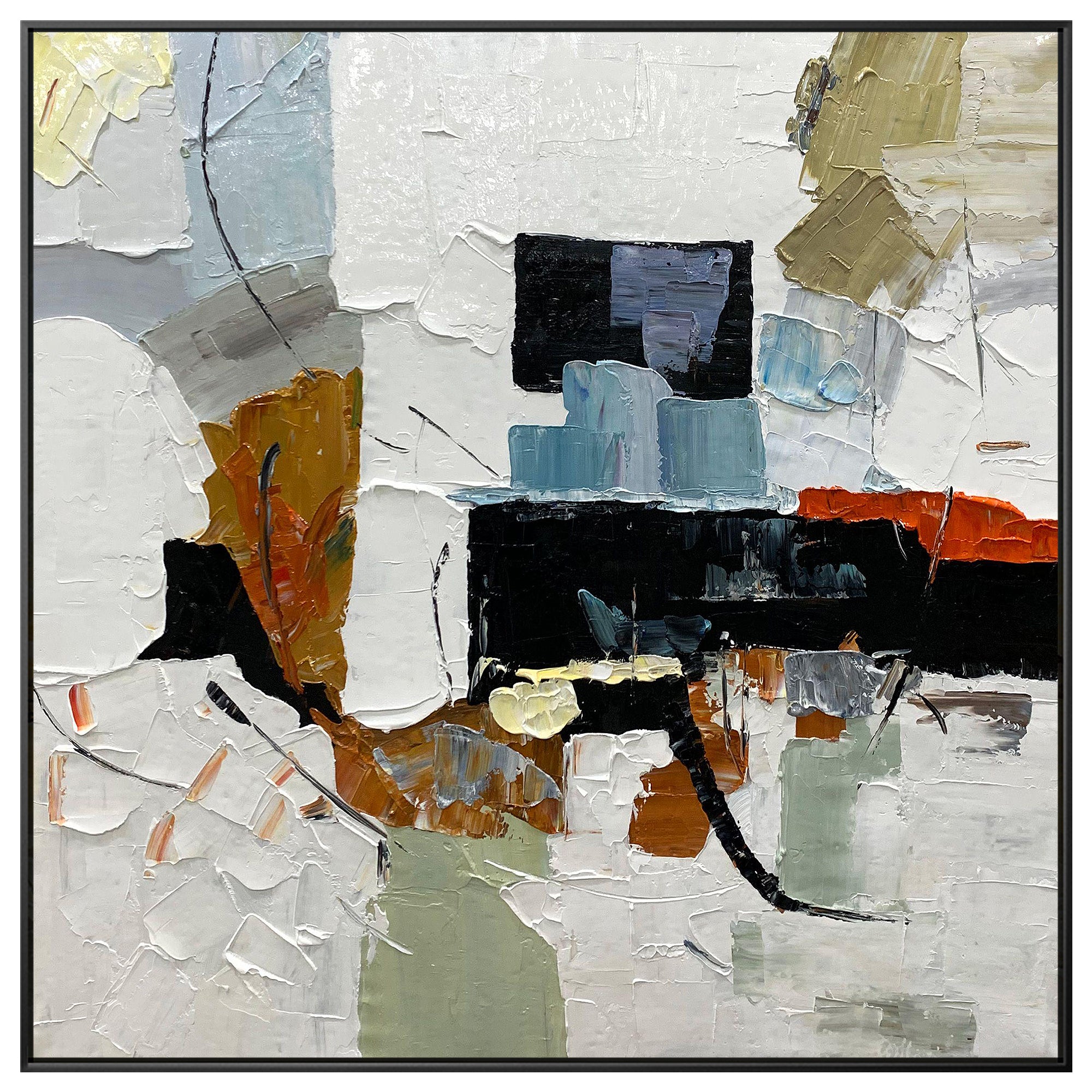 Abstract textured wall art with palette knife strokes