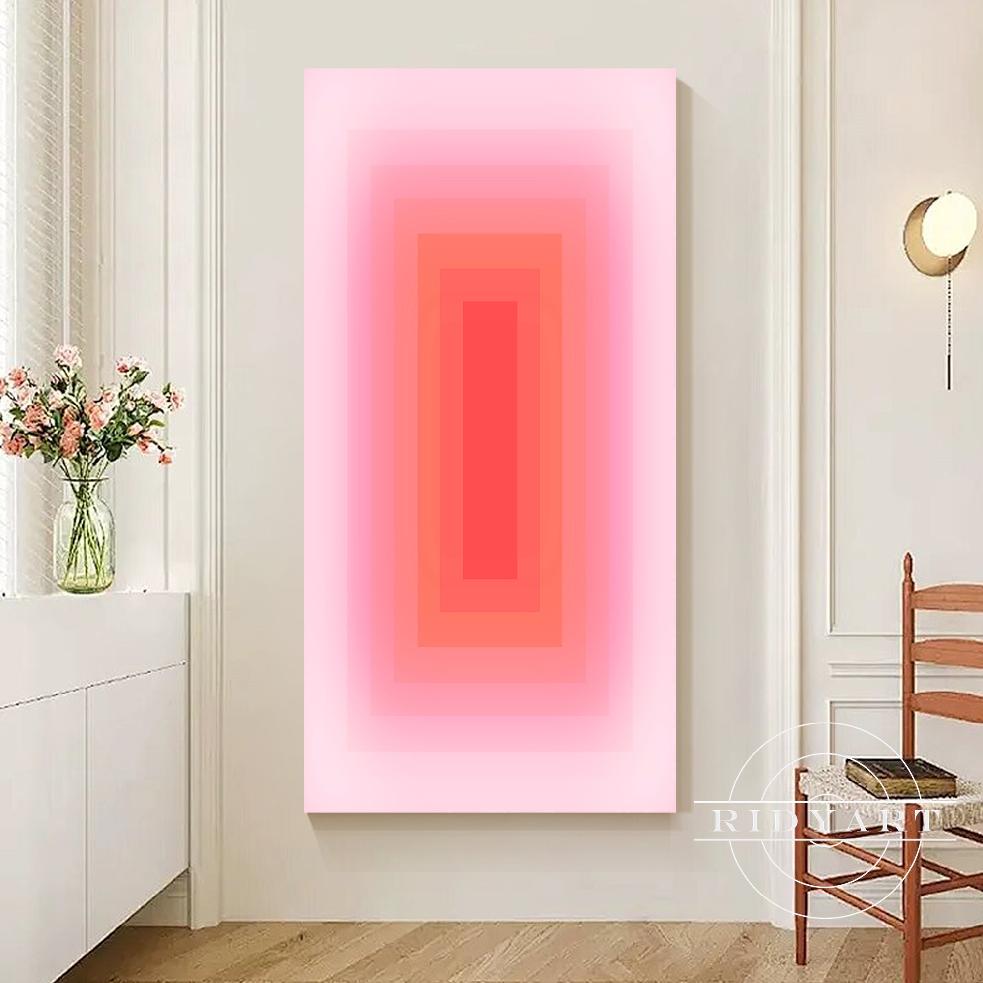 Large contemporary pink ombre painting for living room