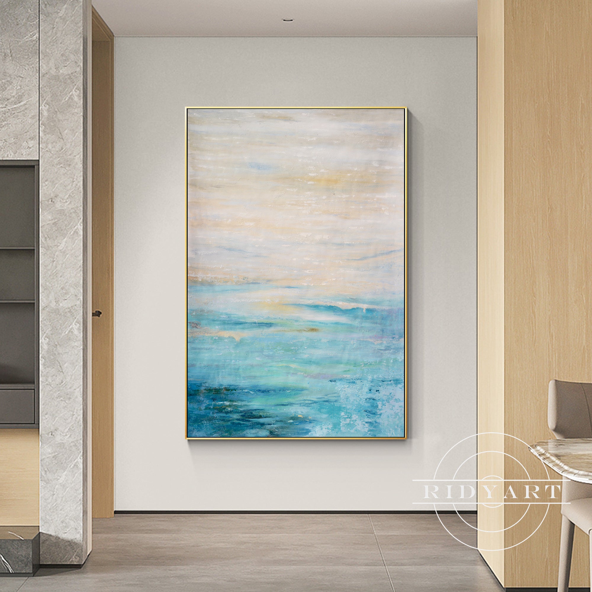 Calm ocean and horizon painting for home decor