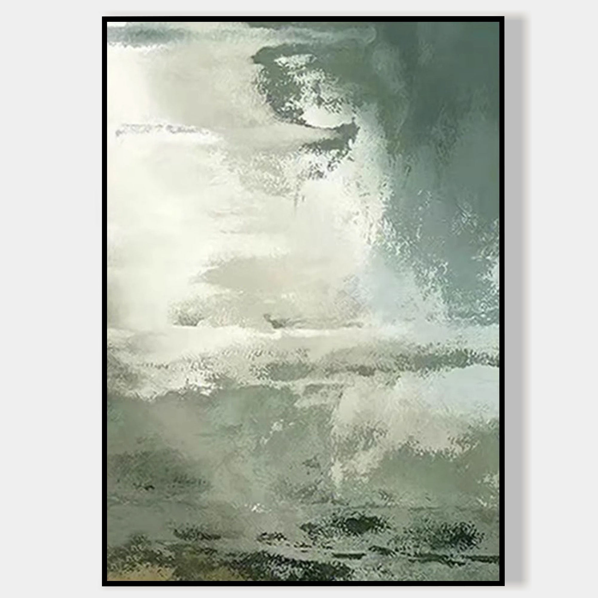 Cloud Abstract Painting Green Wall Art