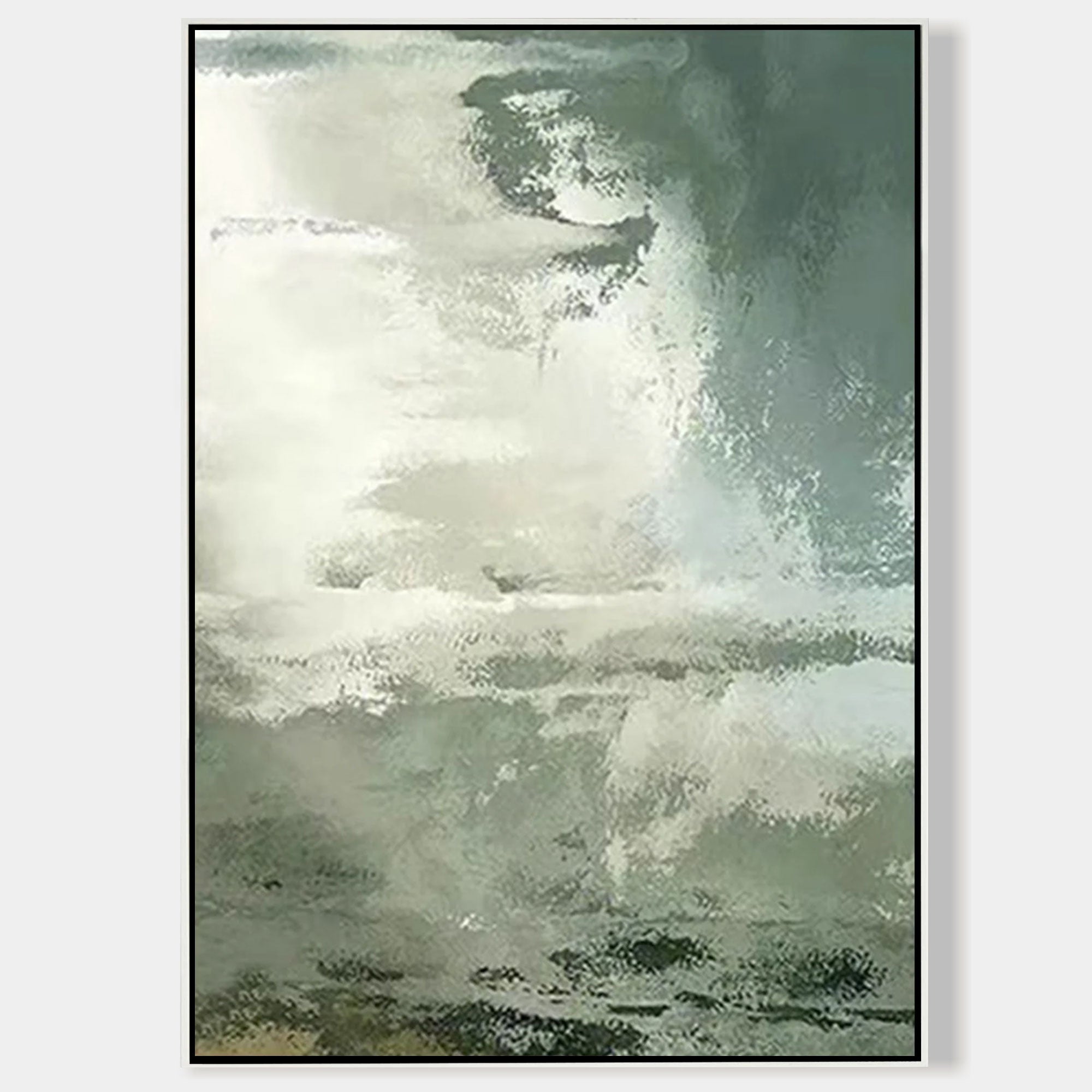Cloud Abstract Painting Green Wall Art