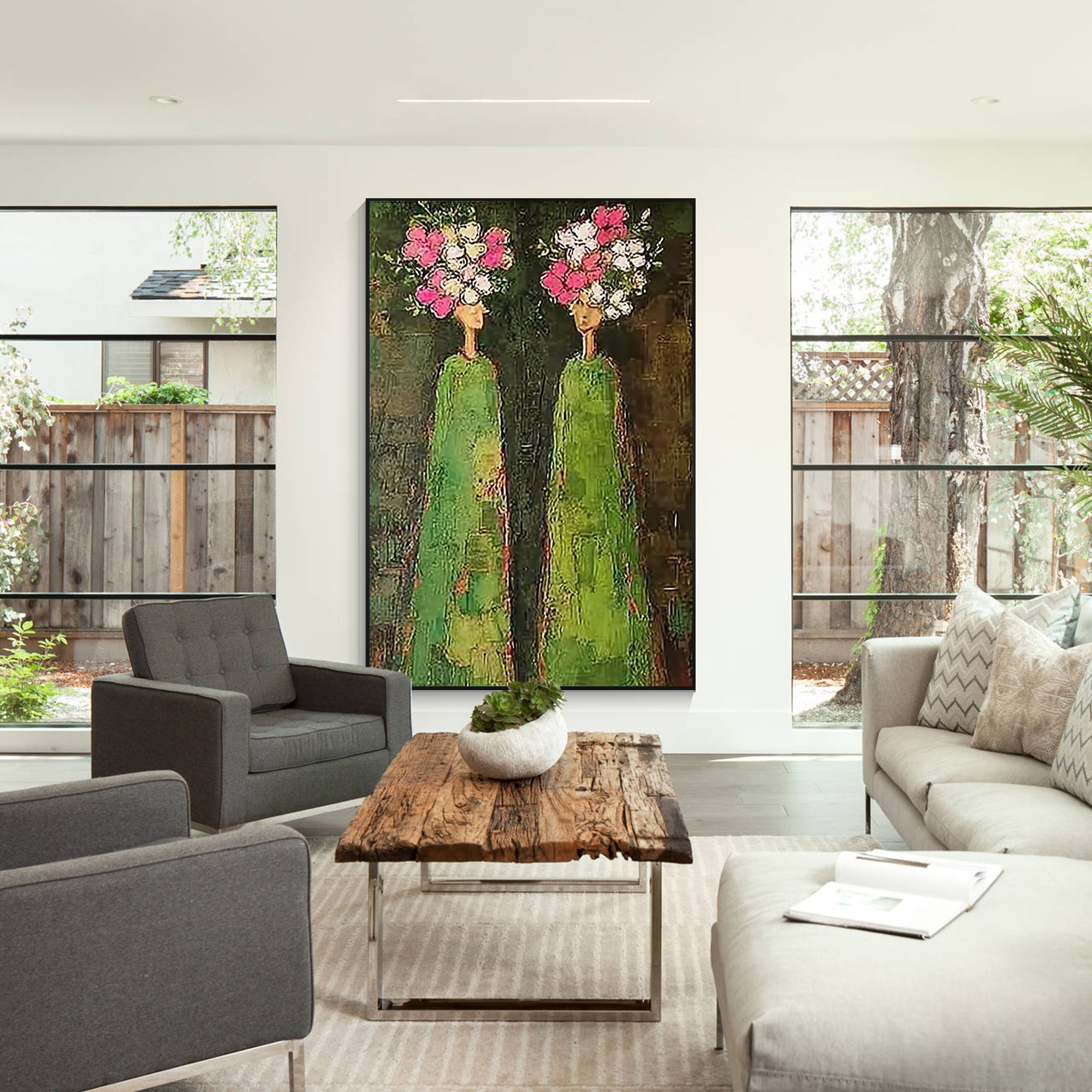 textured abstract woman painting contemporary wall art