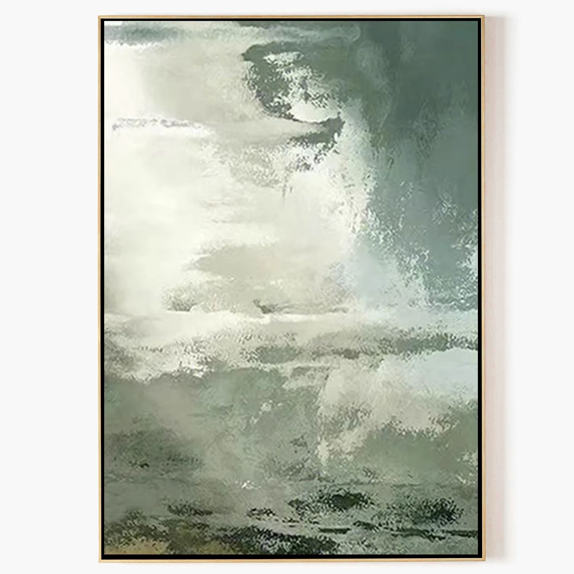 Cloud Abstract Painting Green Wall Art