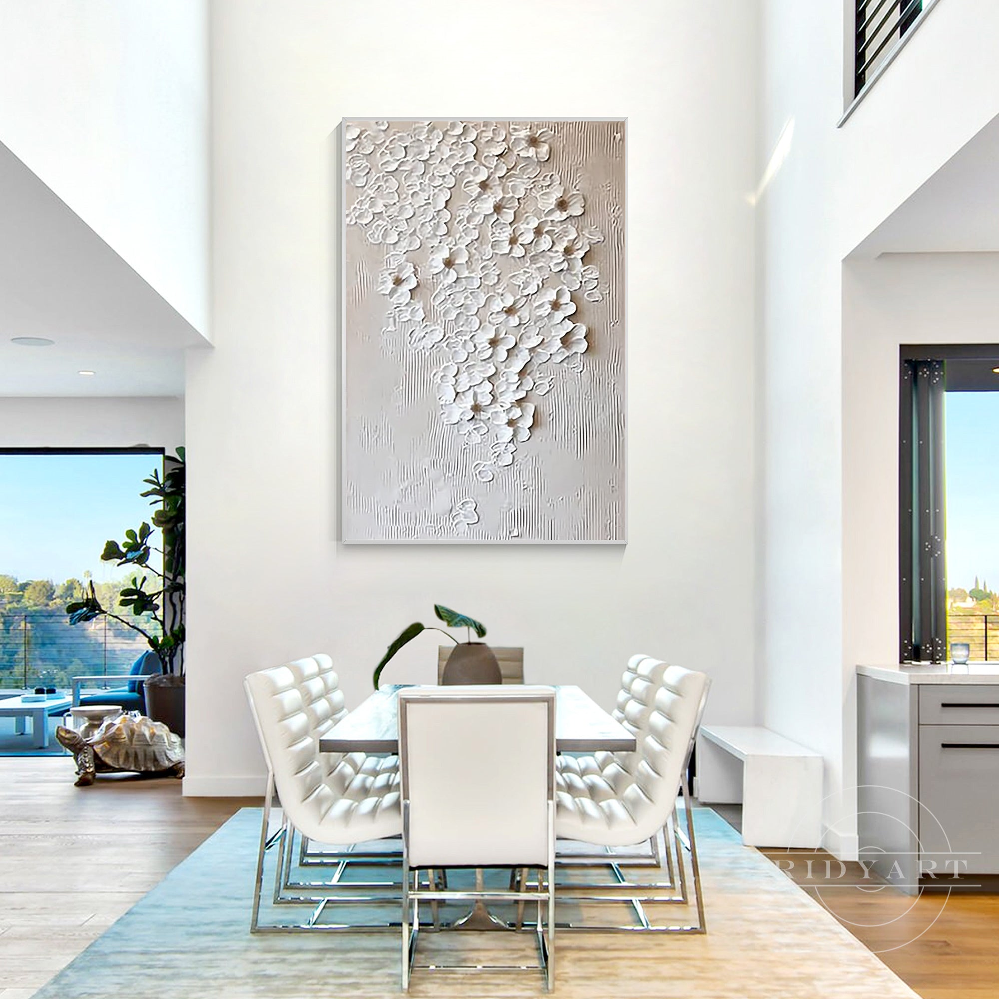 Beige neutral floral wall decor artwork