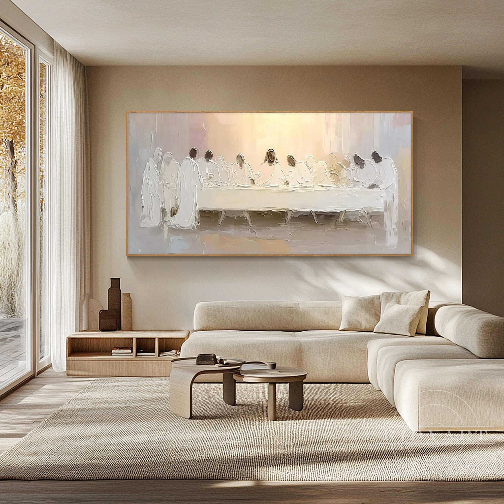 Bible verse inspired textured Last Supper artwork