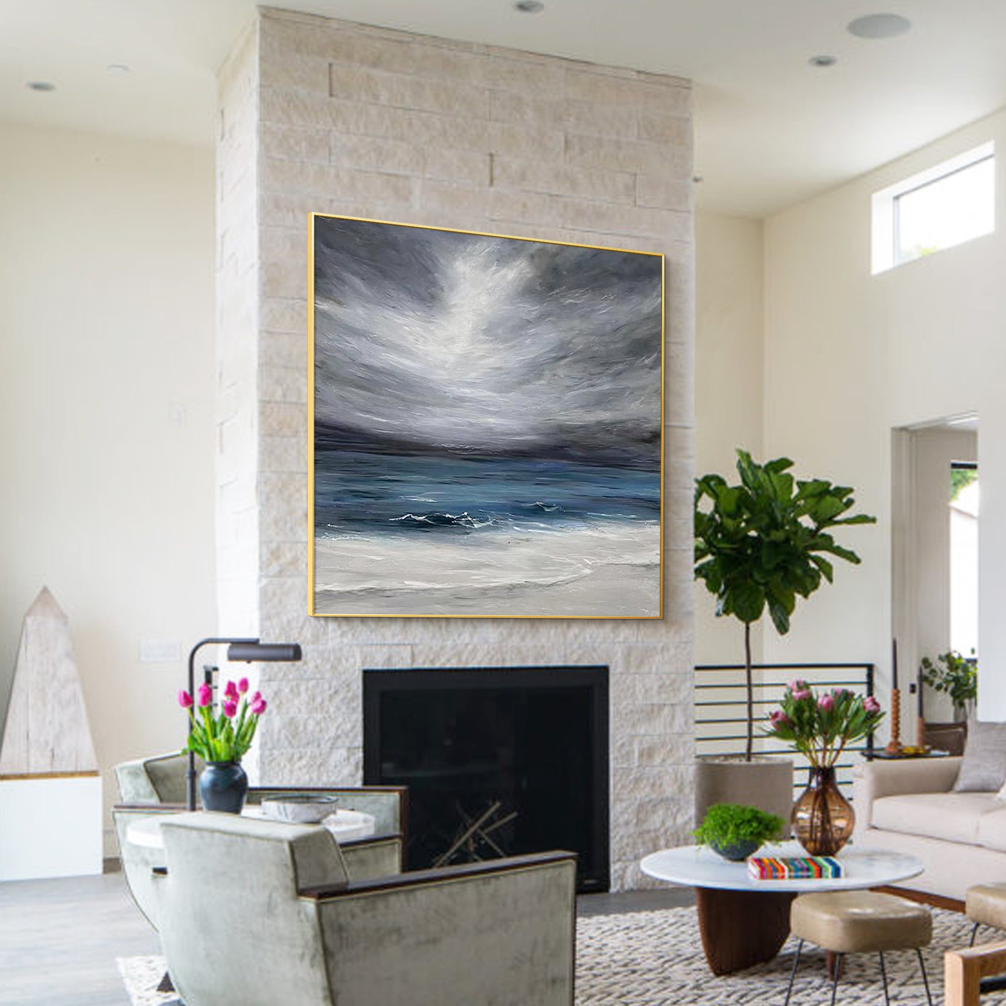 framed beach and ocean canvas art