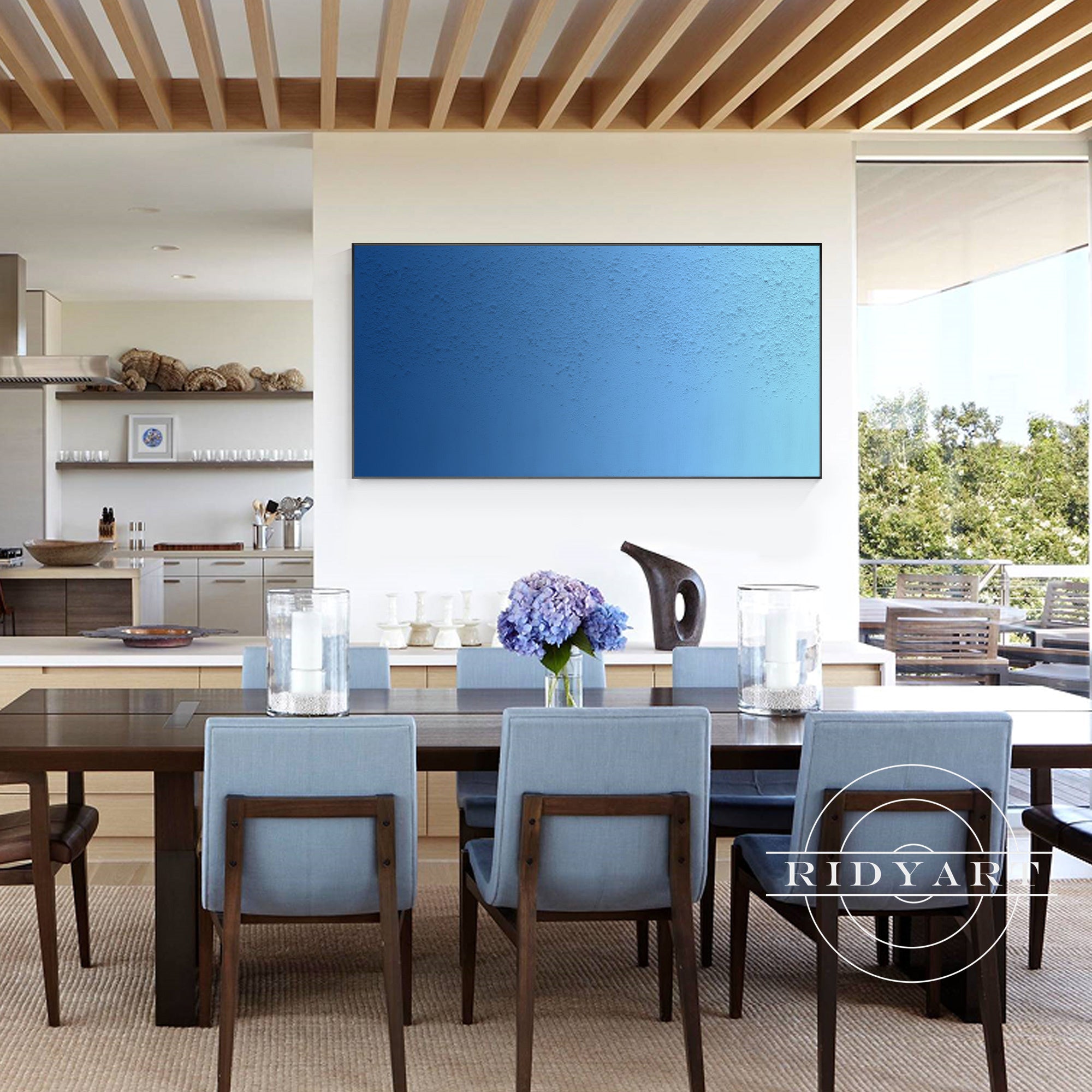 
Blue abstract gradient painting for home or office