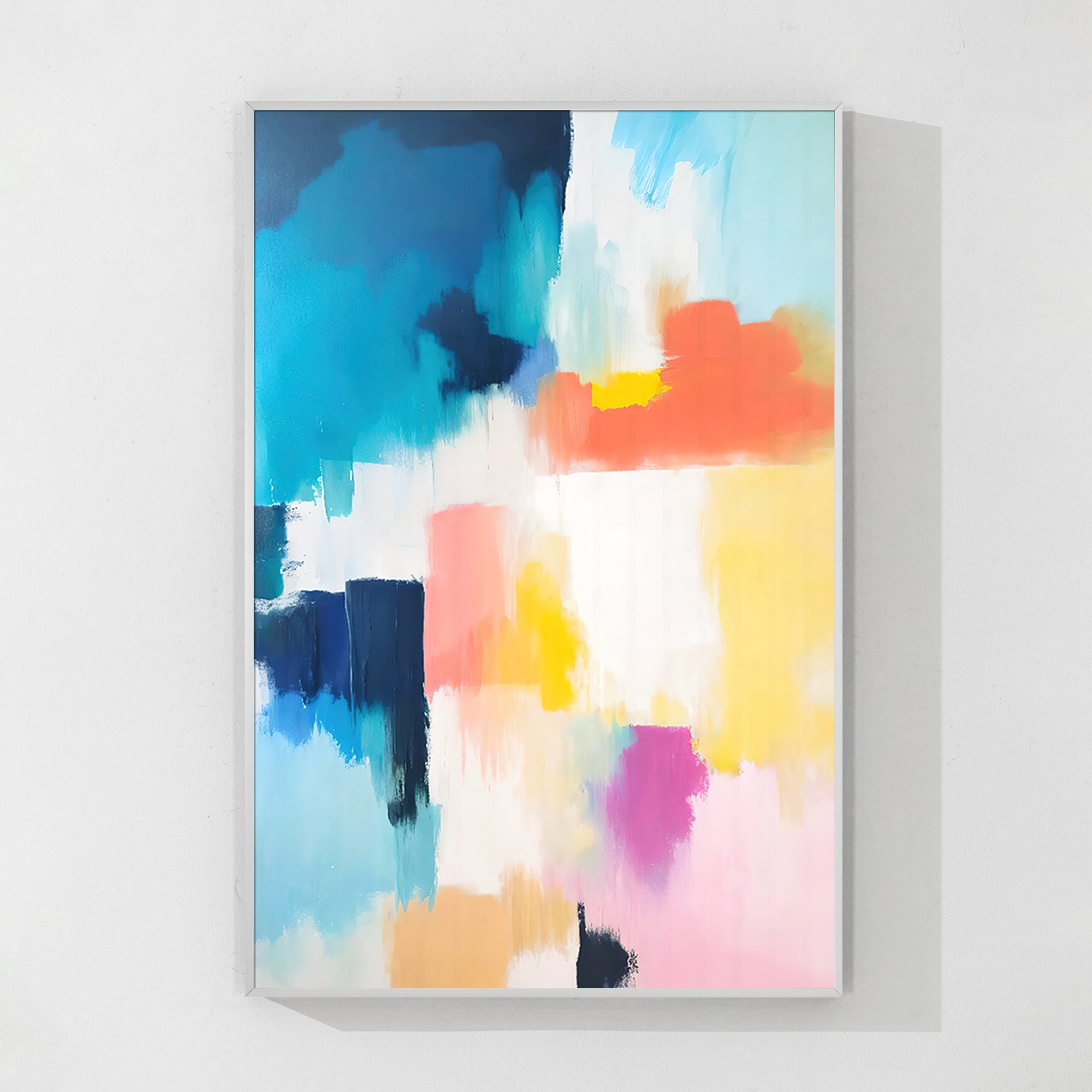 Blue and pink abstract wall art