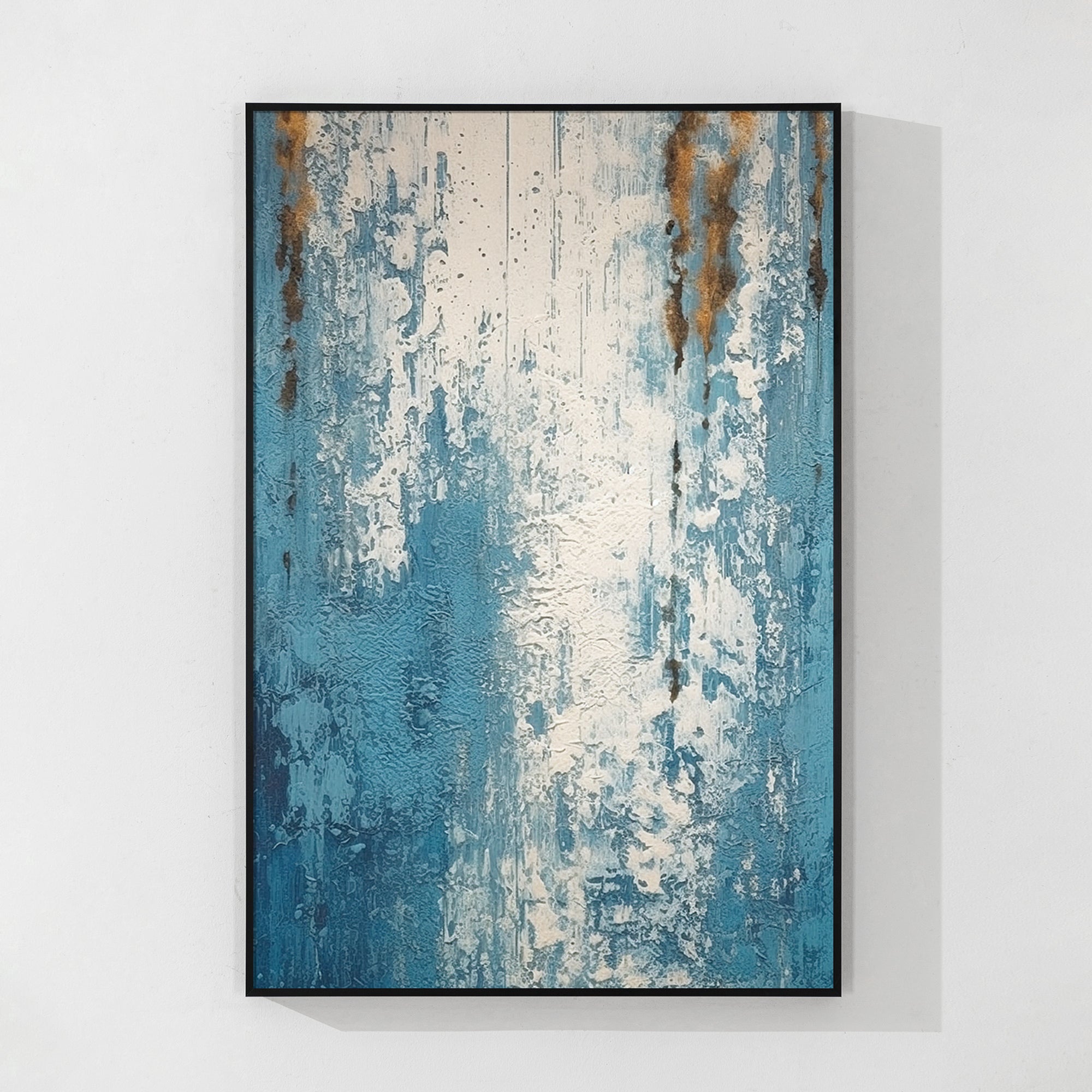 Blue and white abstract wall art
