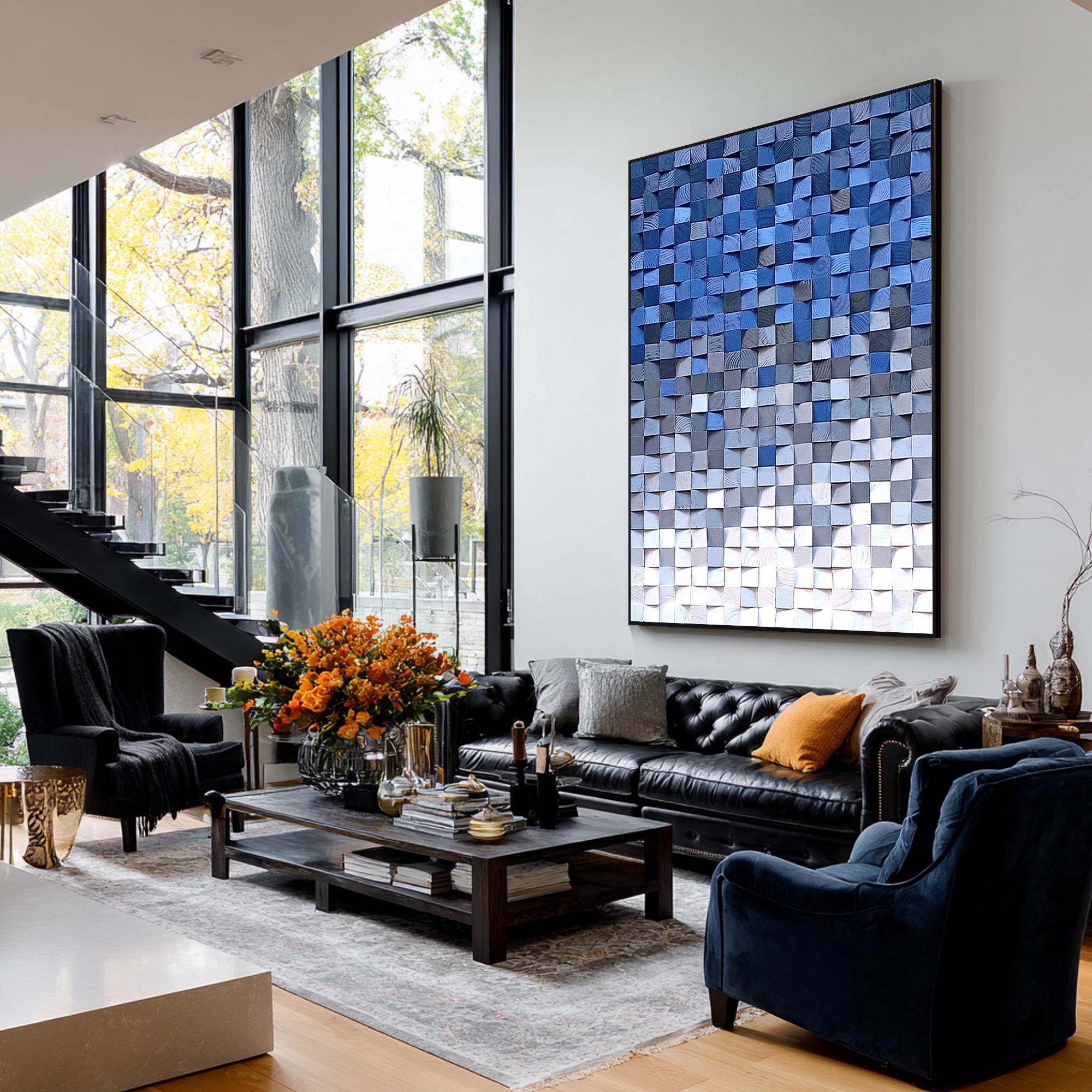 wooden block wall art abstract geometric decor