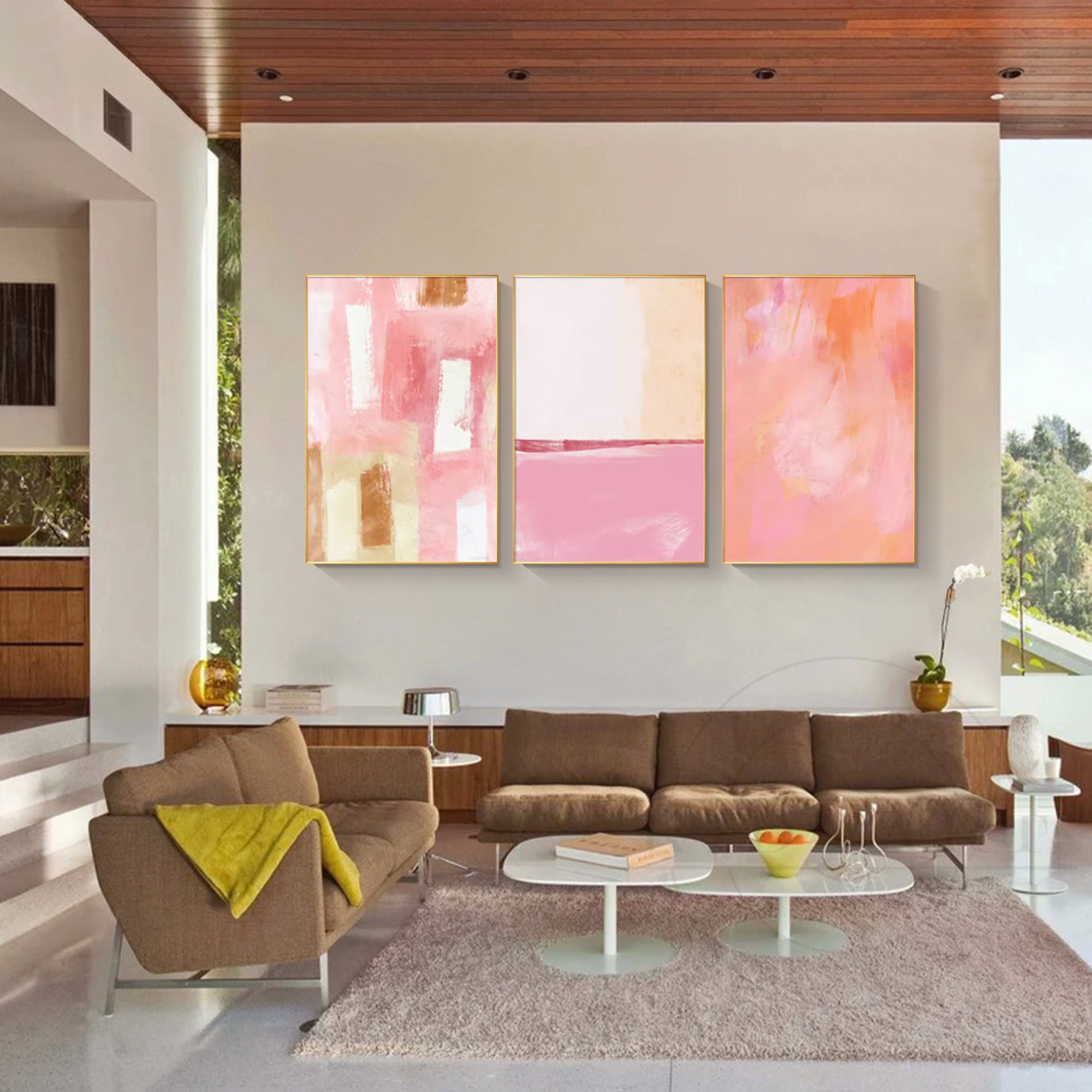 Abstract petal pink wall decor on canvas for living room