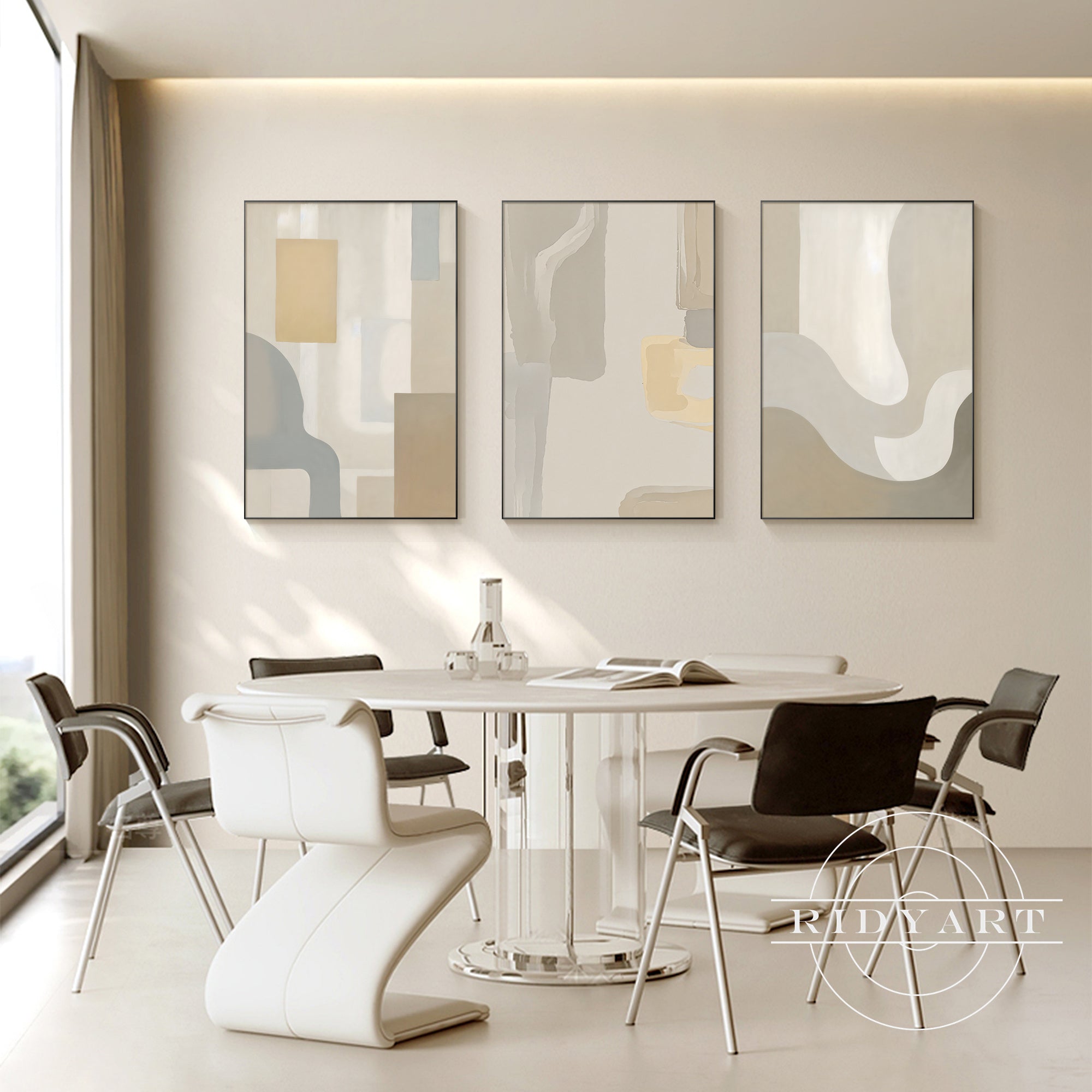 Boho modern 3 piece neutral wall decor
