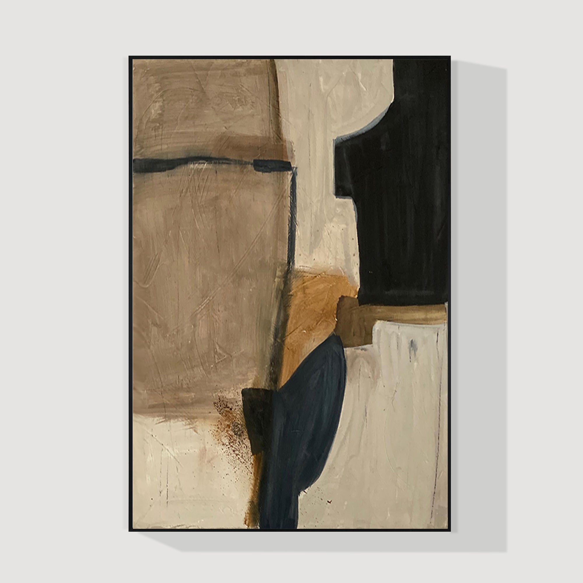 Brown black Wabi Sabi abstract painting