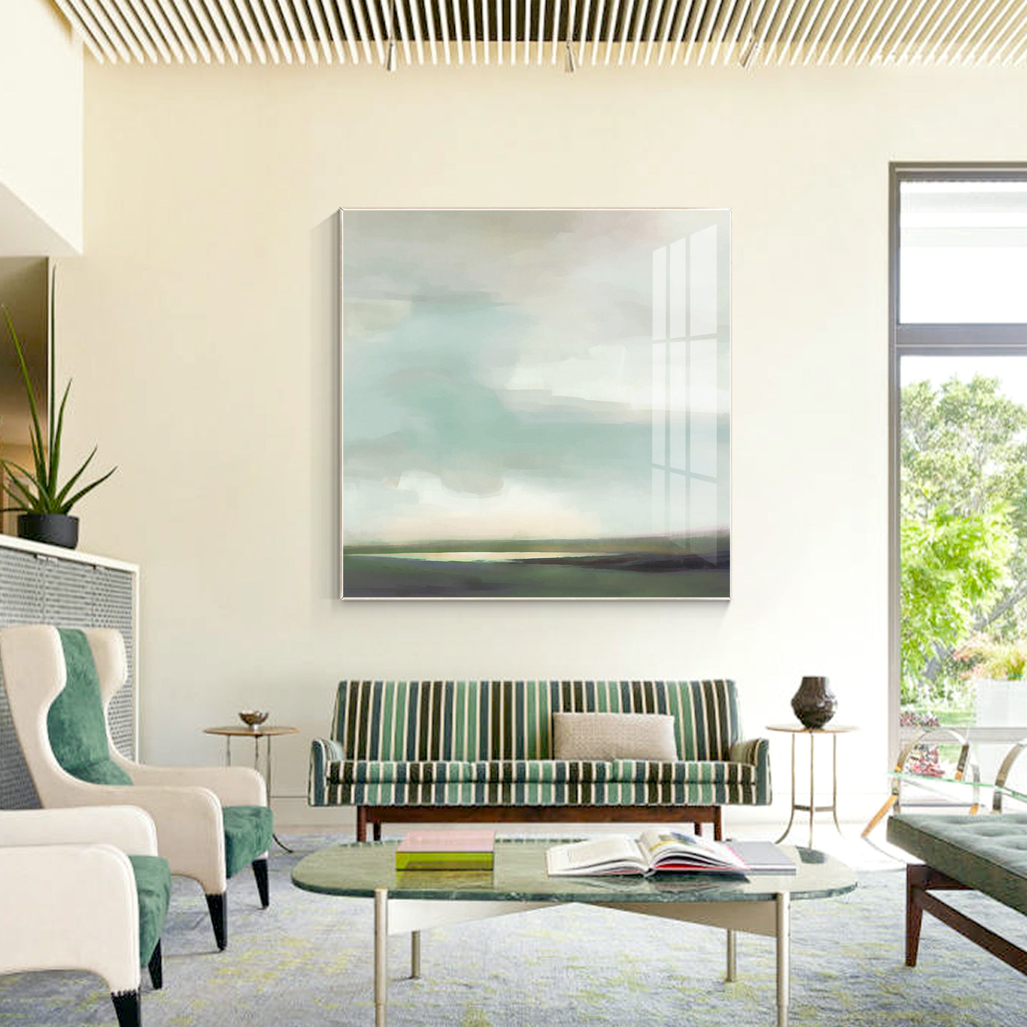 Nature-inspired minimalist canvas for living room